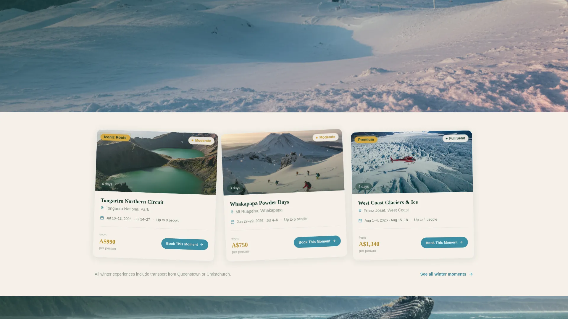 Seasonal Adventure Landing Page Template for Tour Operators