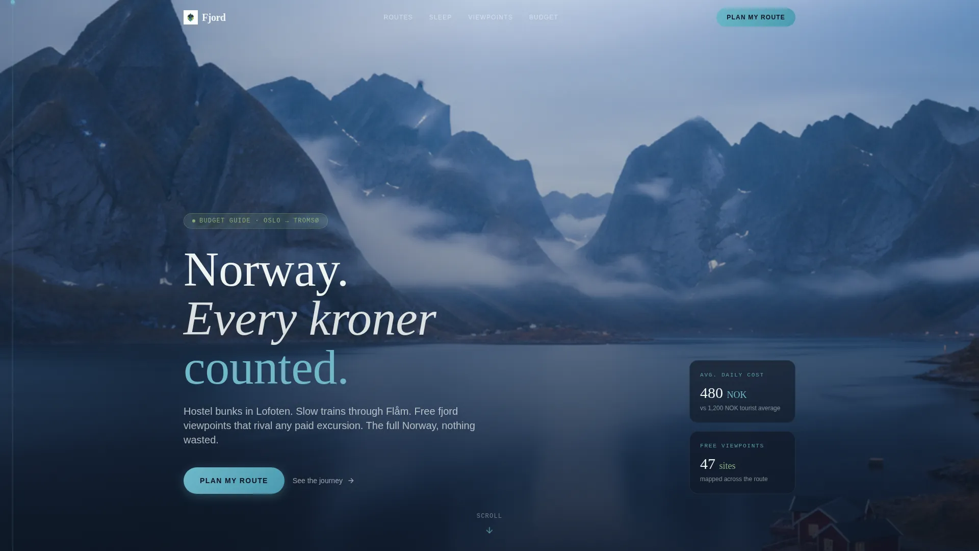 Norway Budget Travel Landing Page Template
