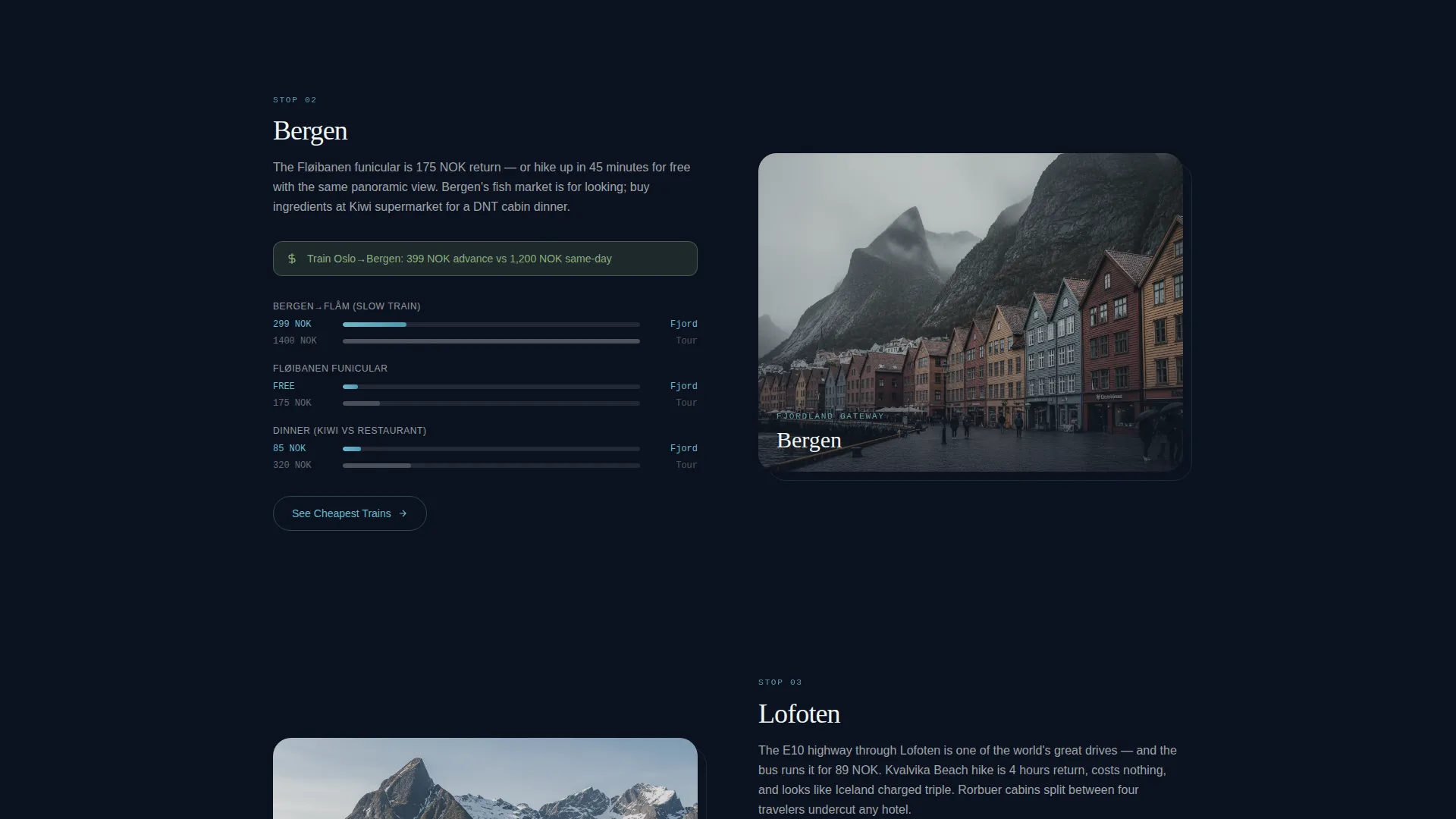 Norway Budget Travel Landing Page Template