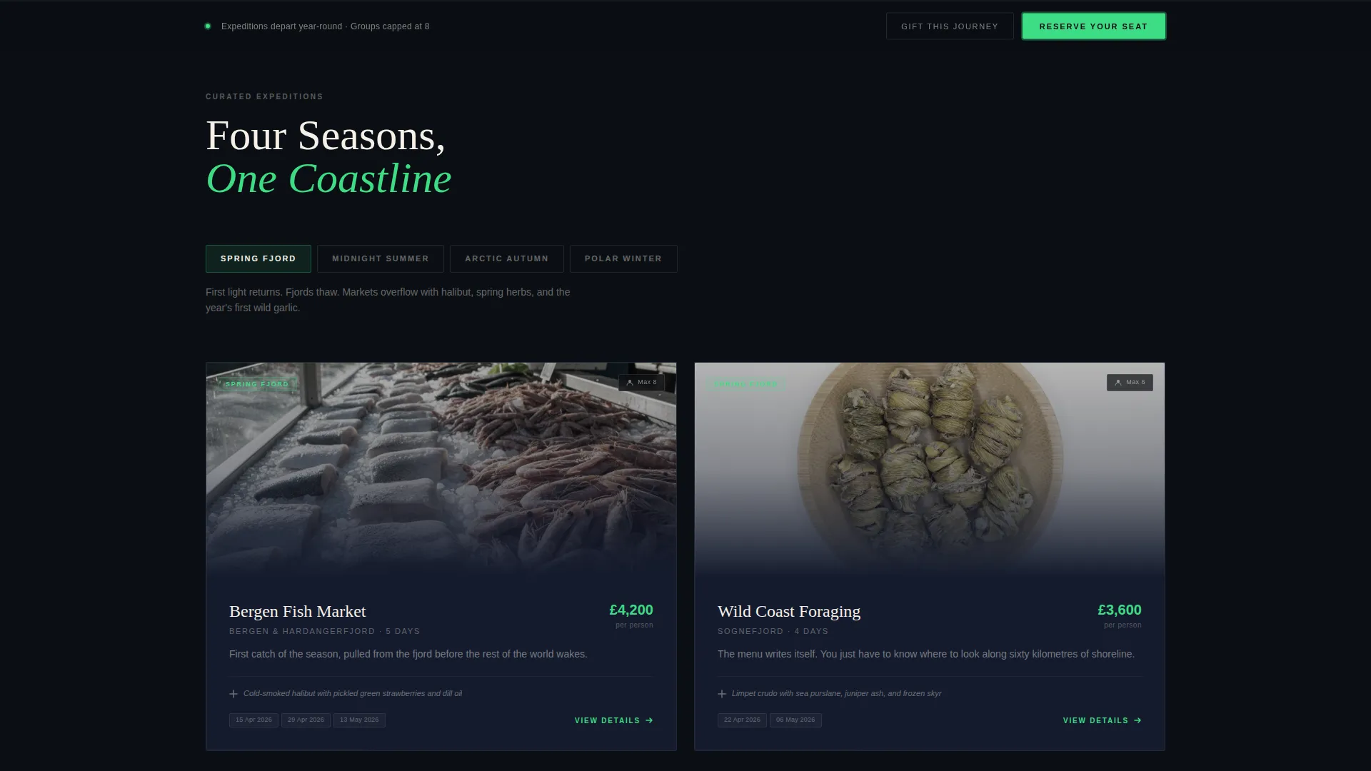 Immersive Norway Food & Culinary Tour Landing Page
