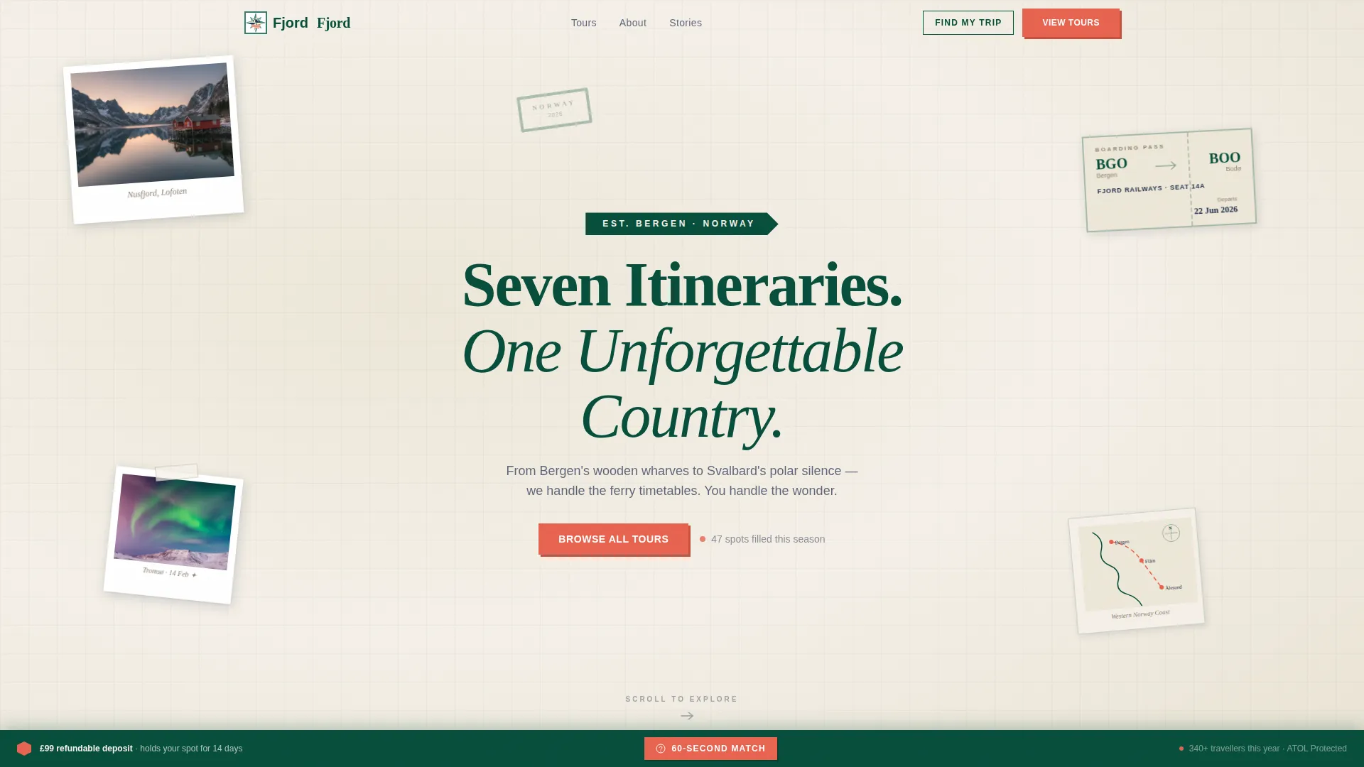 Norway Group Tour Horizontal Scroll Landing Page
