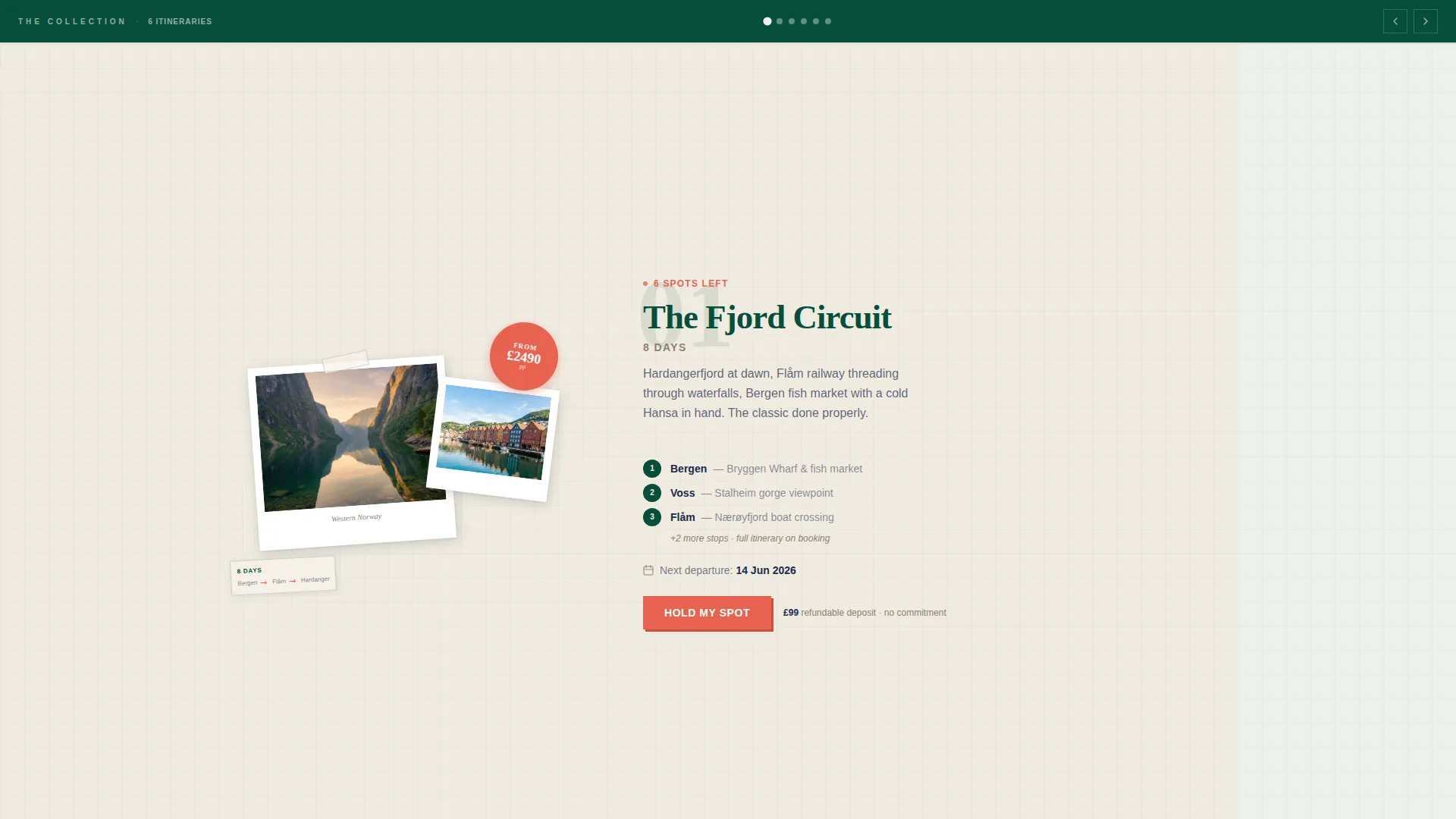 Norway Group Tour Horizontal Scroll Landing Page