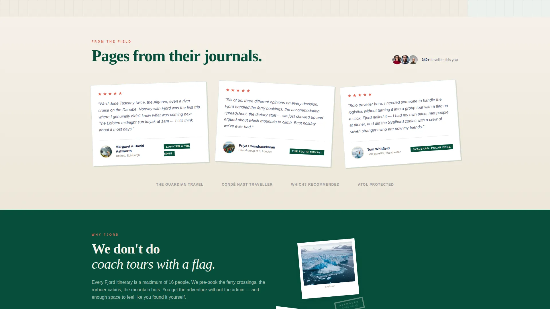 Norway Group Tour Horizontal Scroll Landing Page