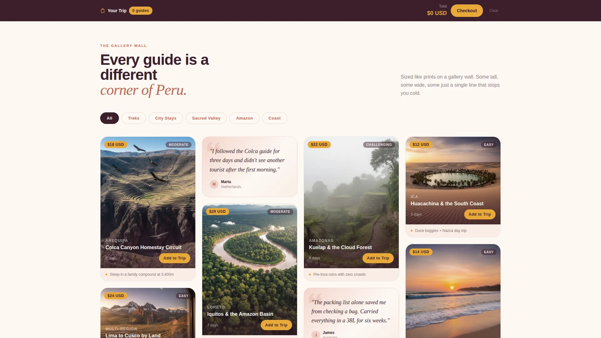 Peru Travel Specialist Professional Website Template