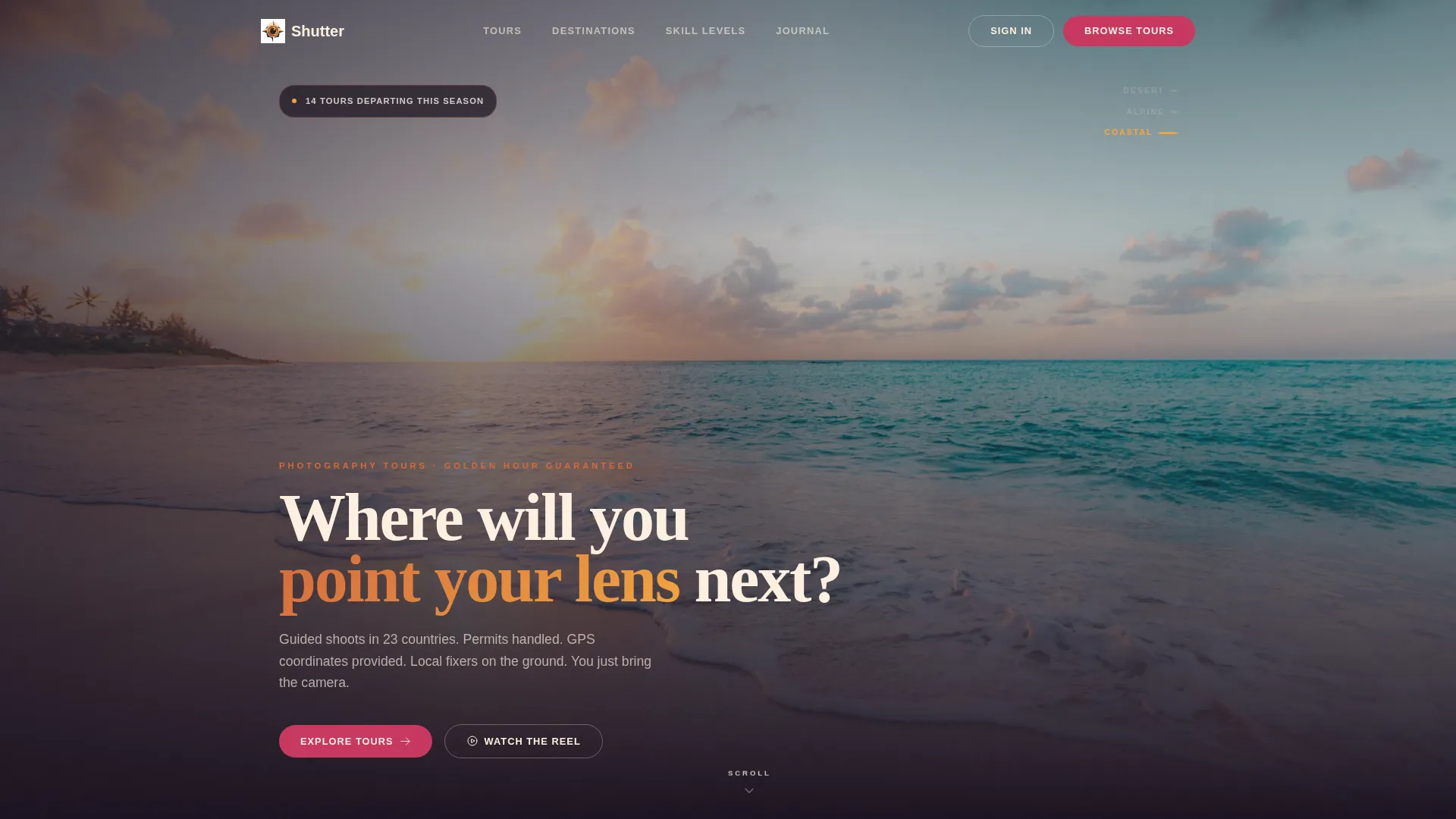 Adventure Photography Tour Company Website Template