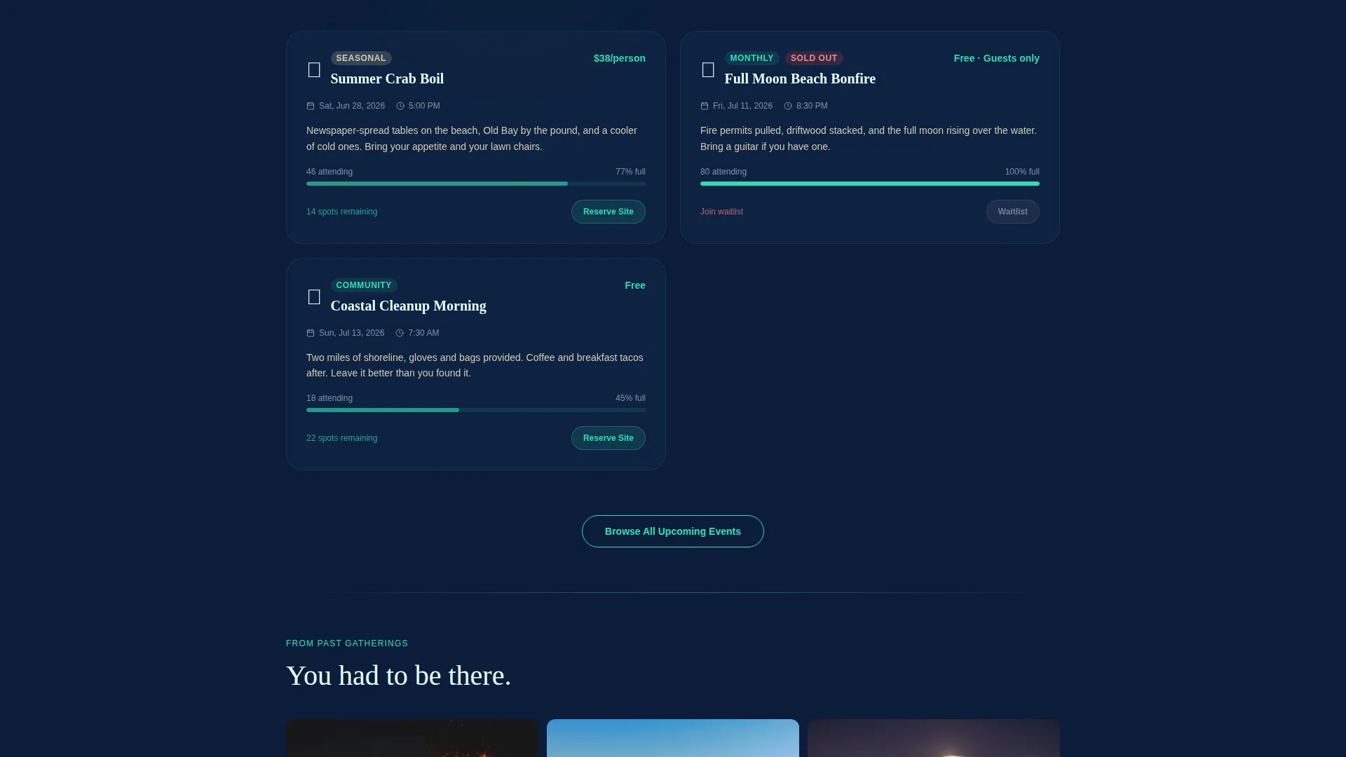 Campground & Glamping Booking Website Template