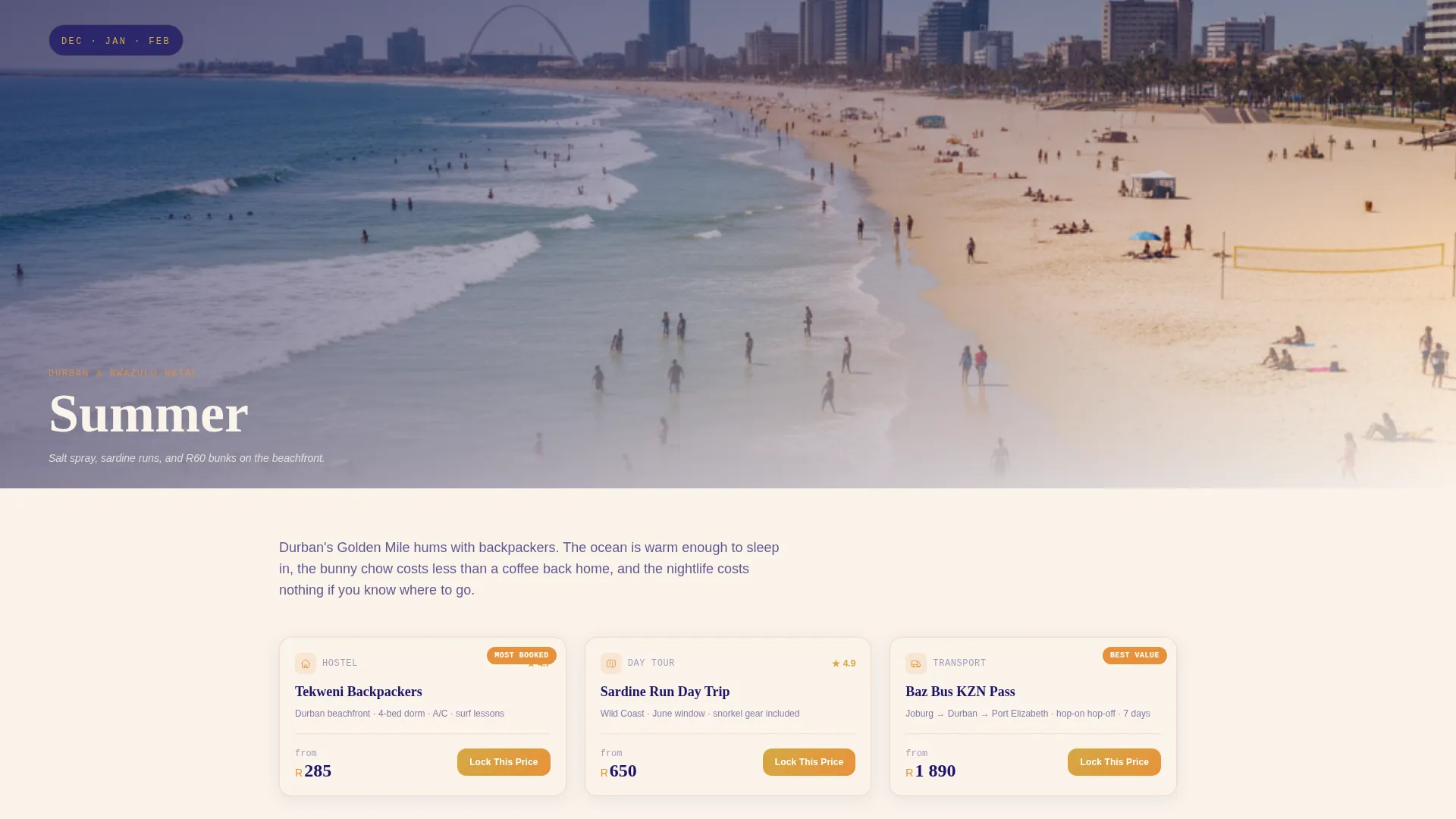 South Africa Travel Advanced Booking Website Template