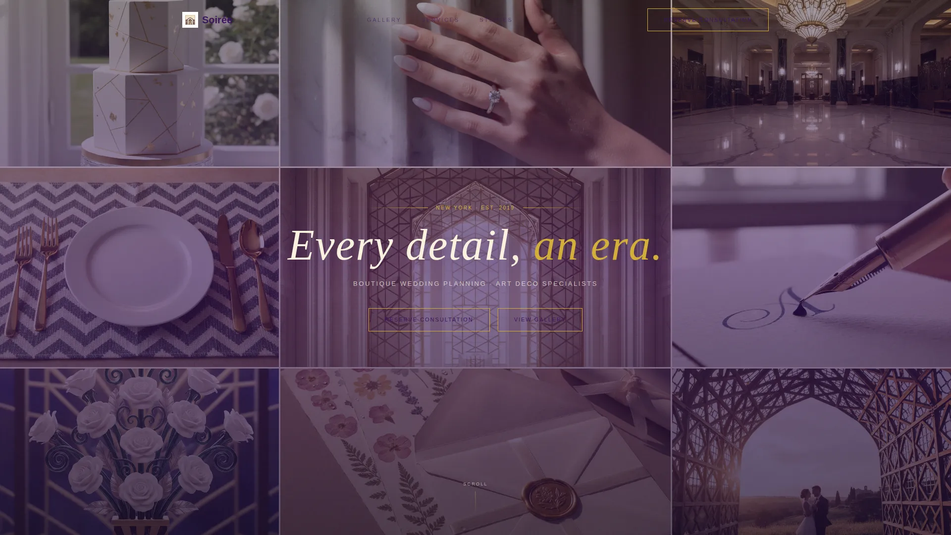 Art Deco Wedding Specialist Booking Website Template
