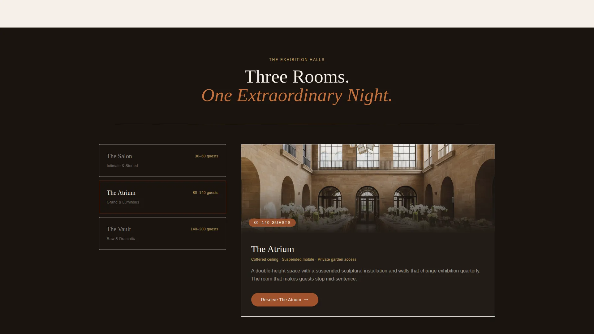 Art Gallery Wedding Venue Landing Page Template