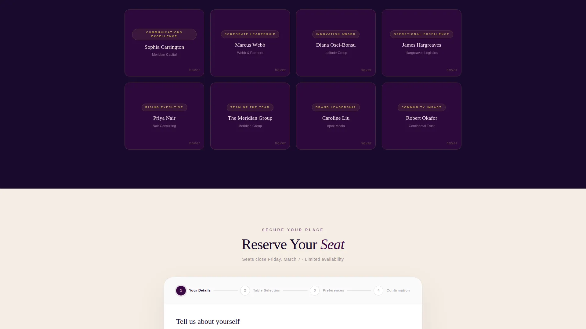 Awards Ceremony Event Specialist Professional Website Template