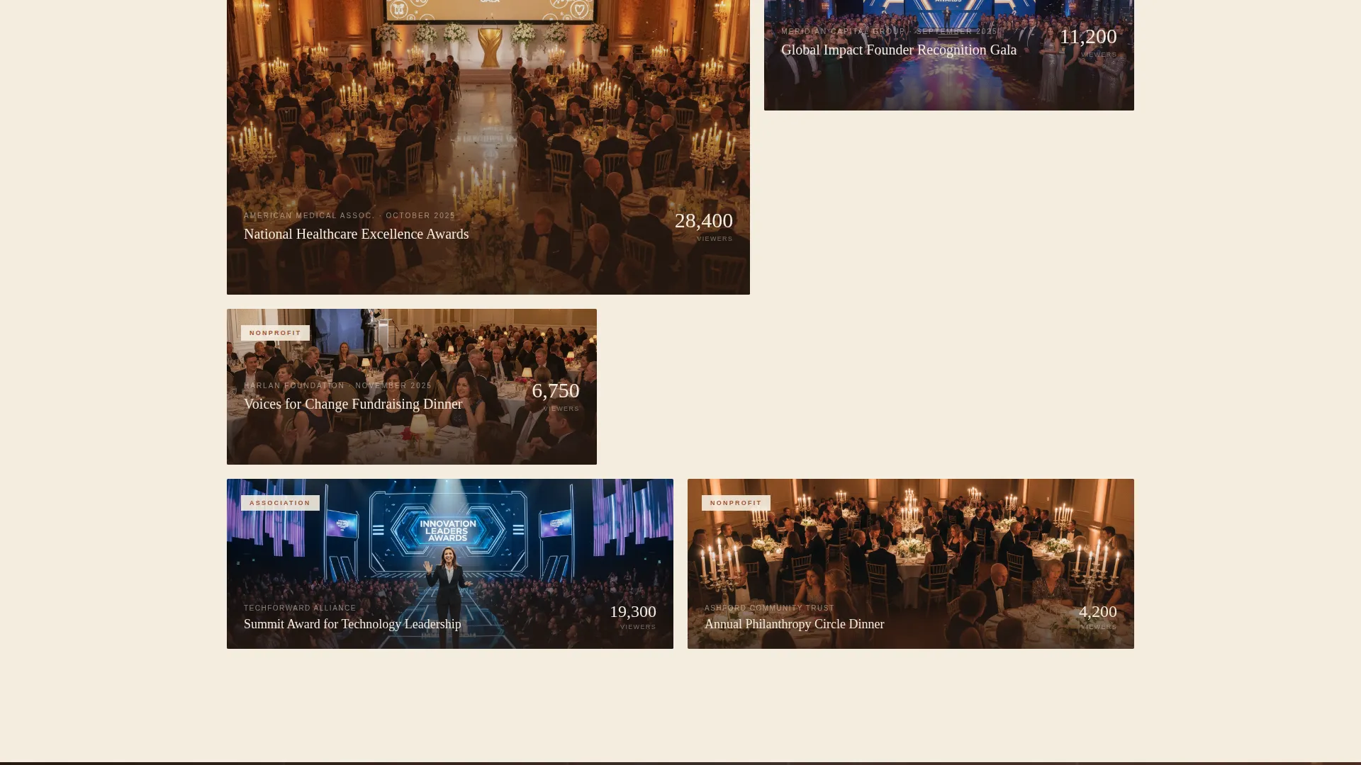 Awards Ceremony Live Streaming Landing Page