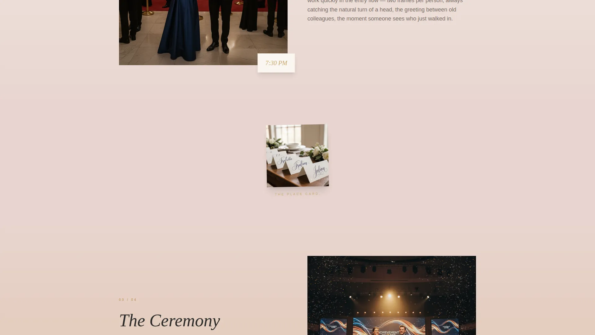 Awards Ceremony Event Photography Landing Page