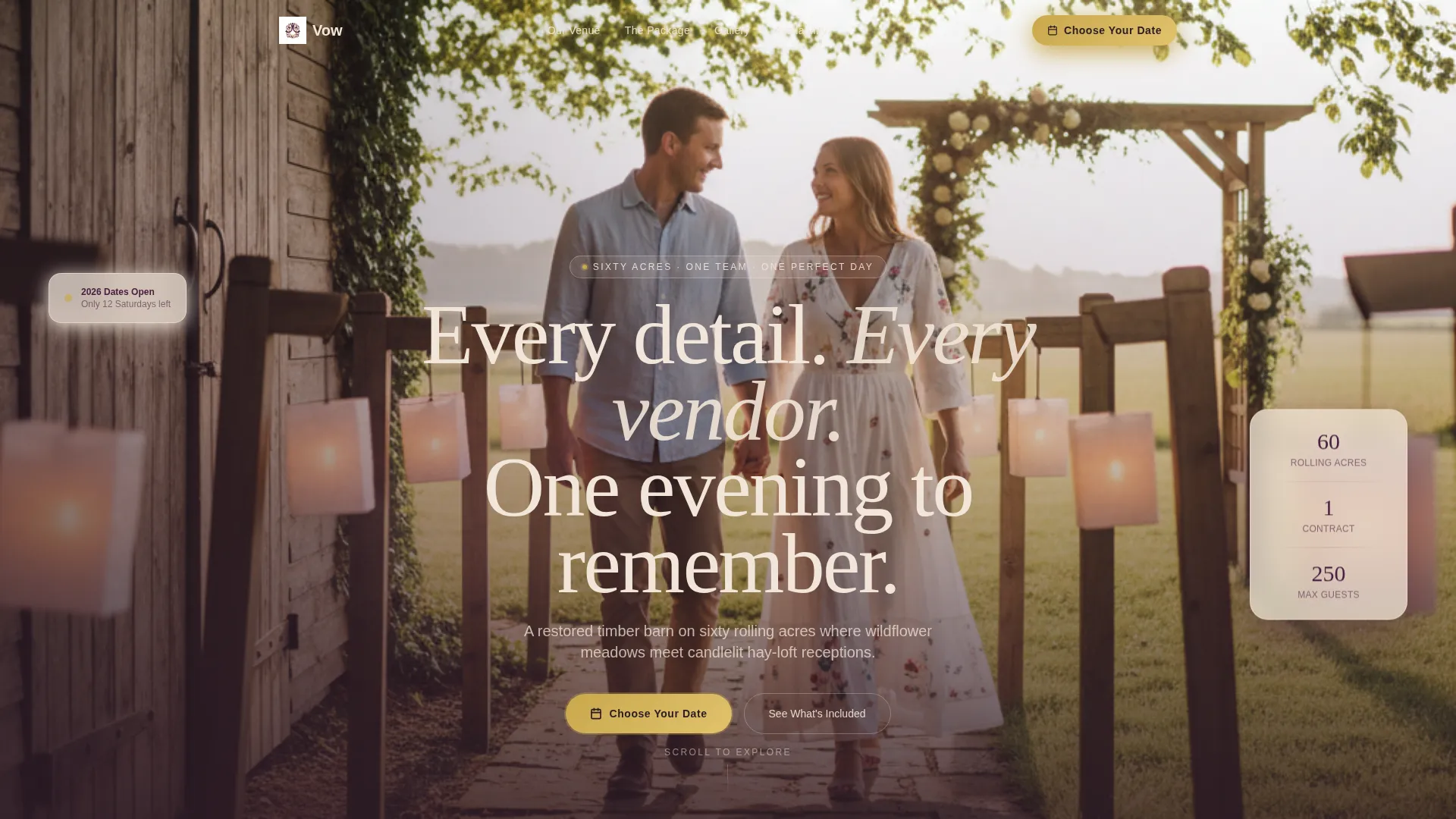 Barn Wedding Venue All-Inclusive Landing Page Template