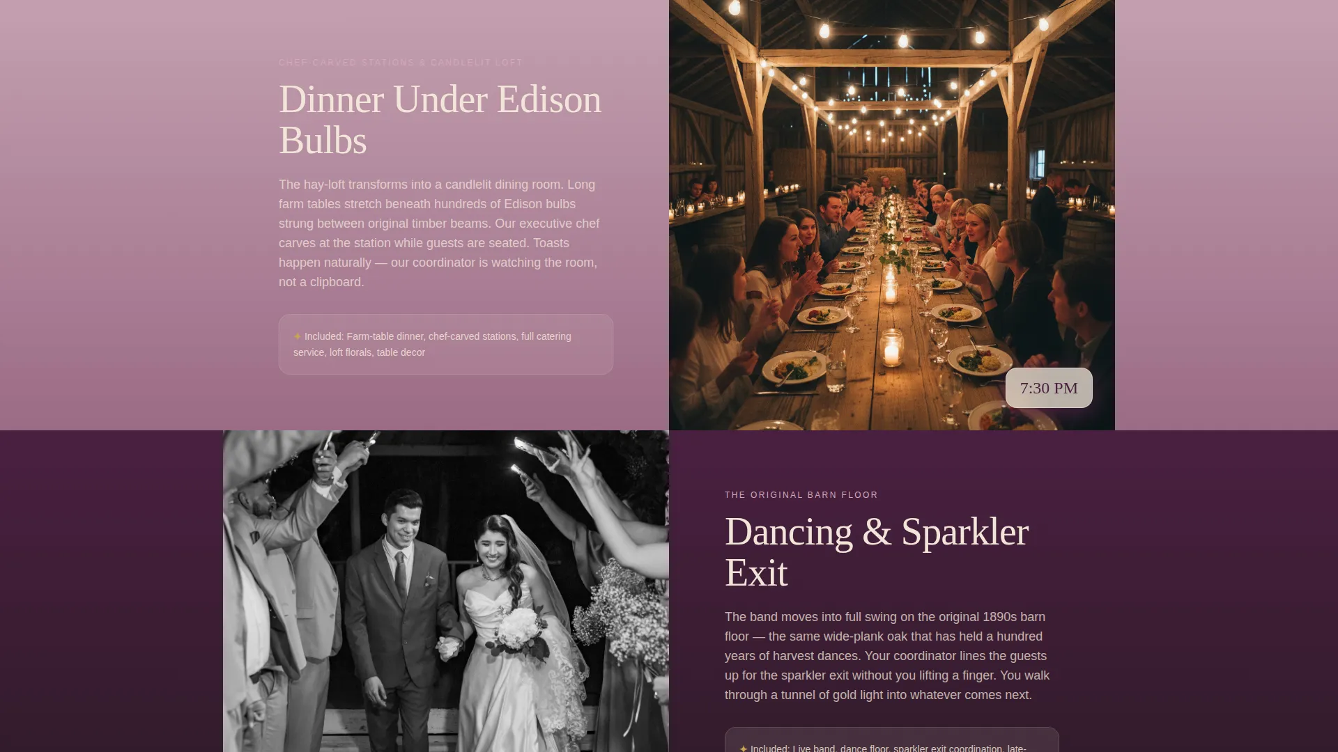Barn Wedding Venue All-Inclusive Landing Page Template