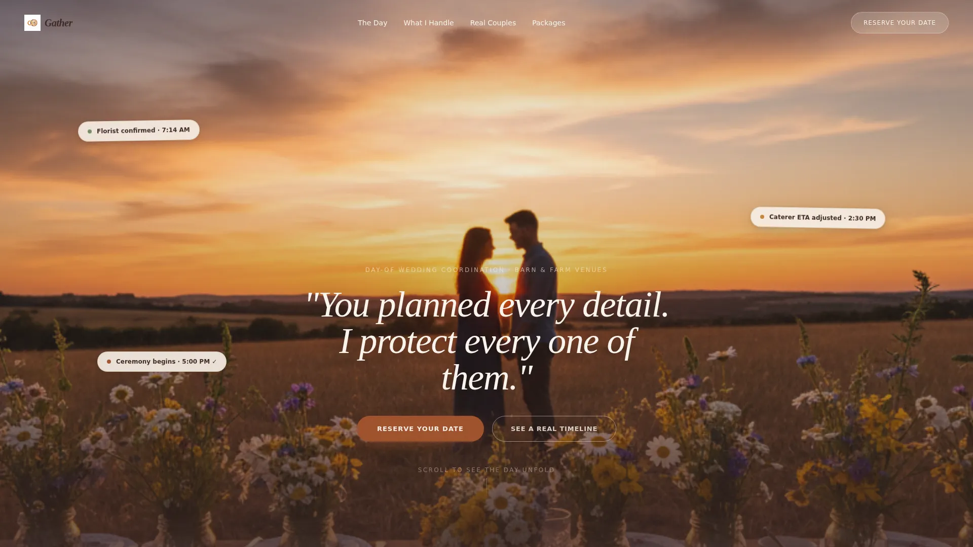 Rustic Barn Wedding Day-Of Coordinator Landing Page