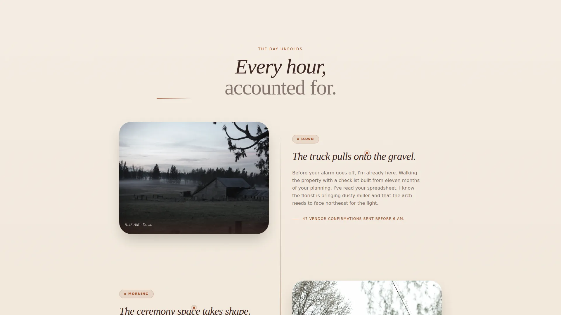 Rustic Barn Wedding Day-Of Coordinator Landing Page