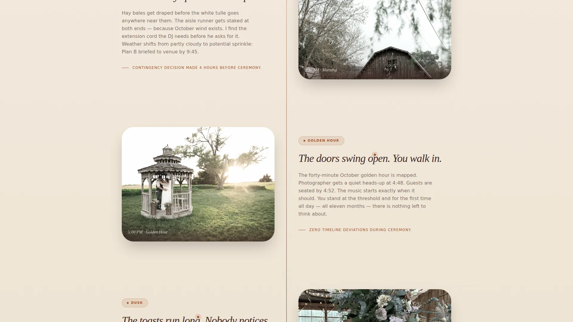 Rustic Barn Wedding Day-Of Coordinator Landing Page