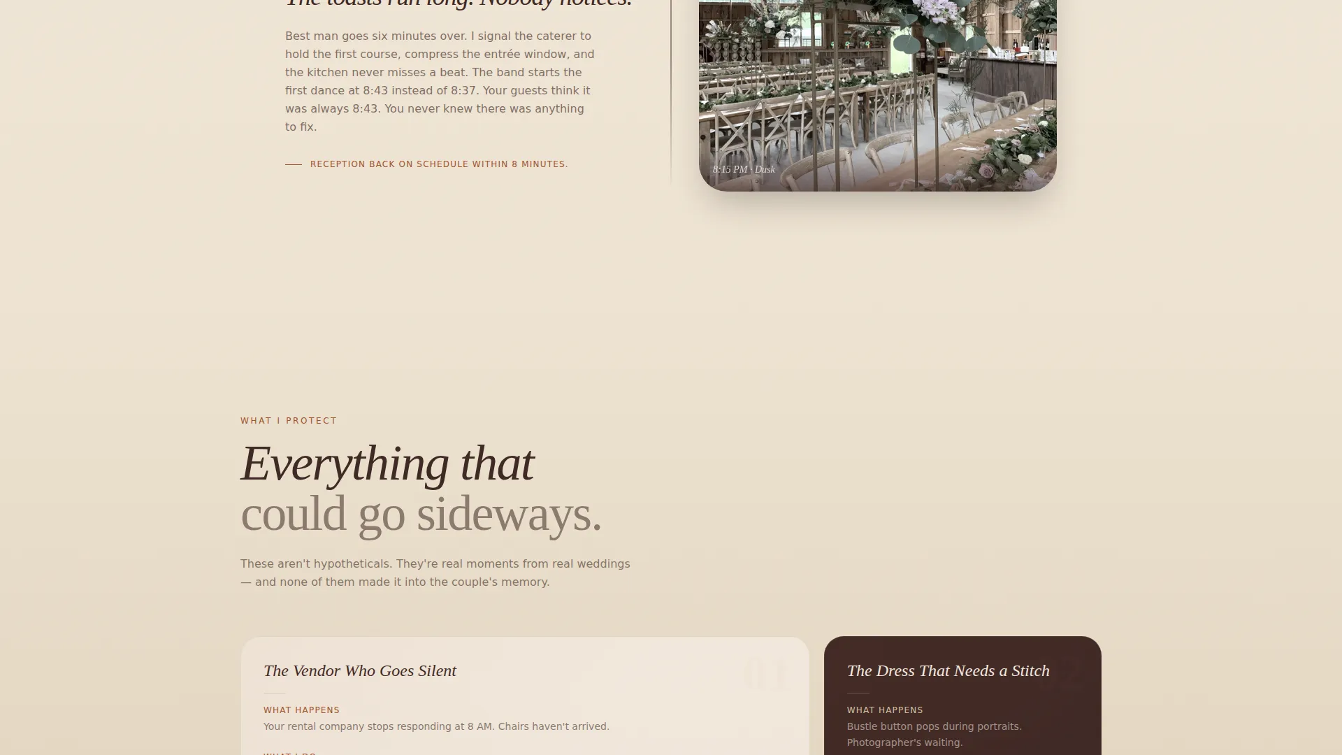 Rustic Barn Wedding Day-Of Coordinator Landing Page