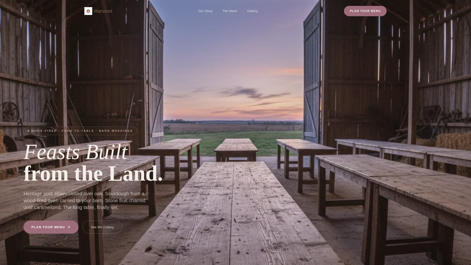 Rustic Barn Wedding Catering Landing Page Template