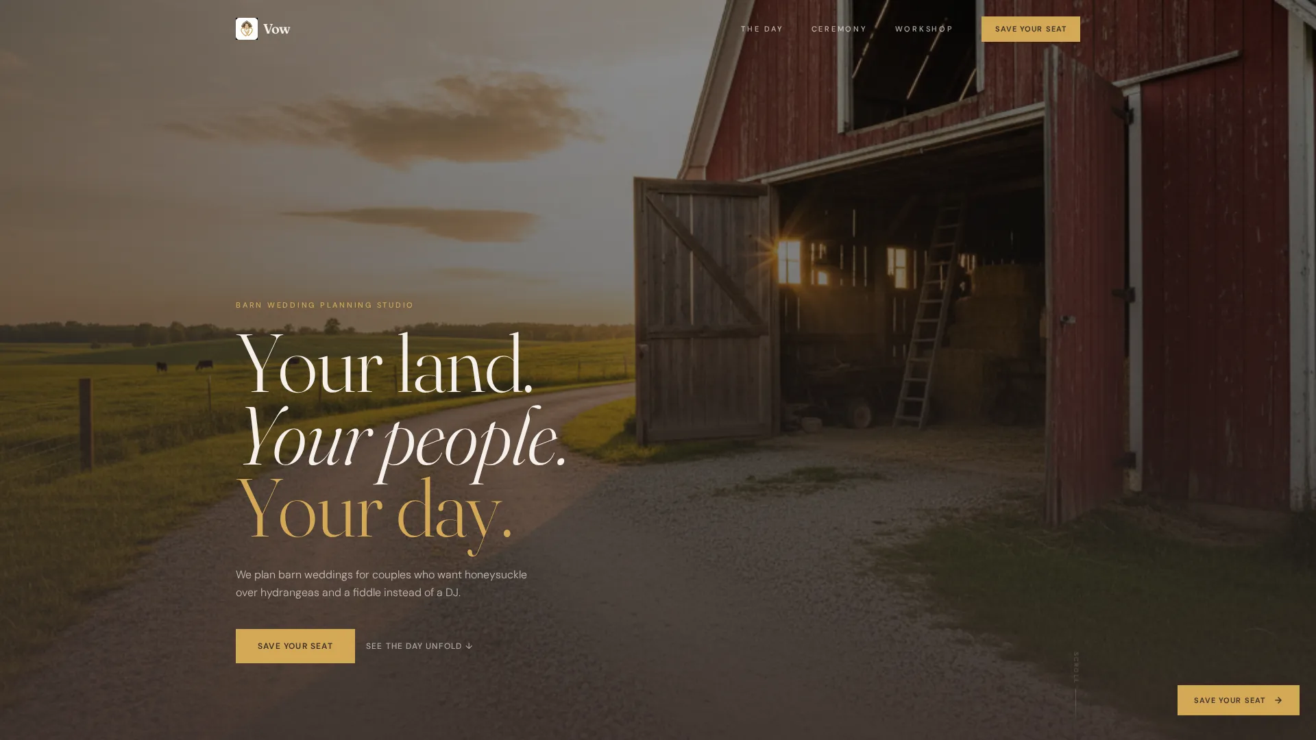 Barn Wedding Planner Landing Page Template