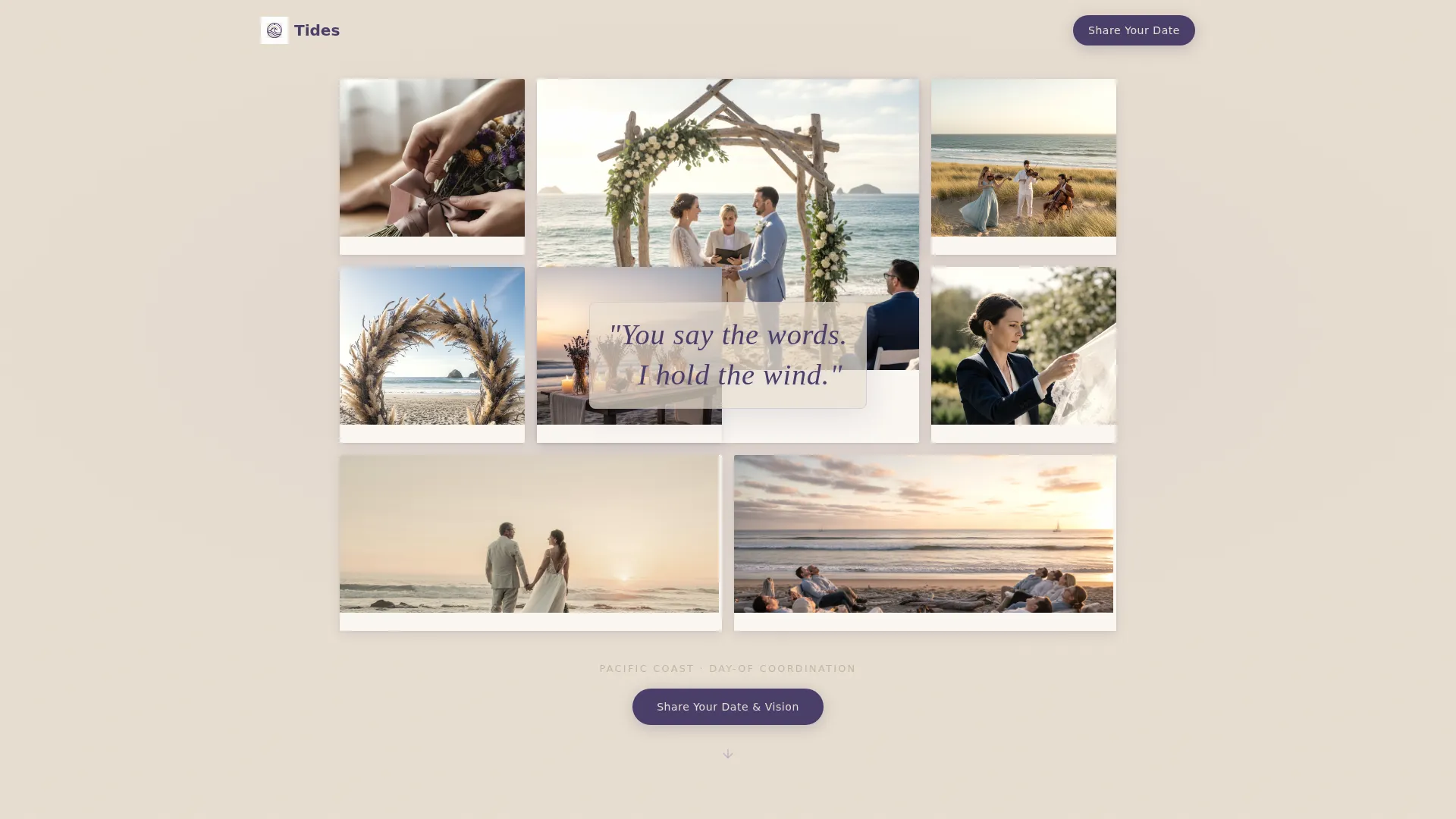 Beach Wedding Day-Of Coordinator Landing Page
