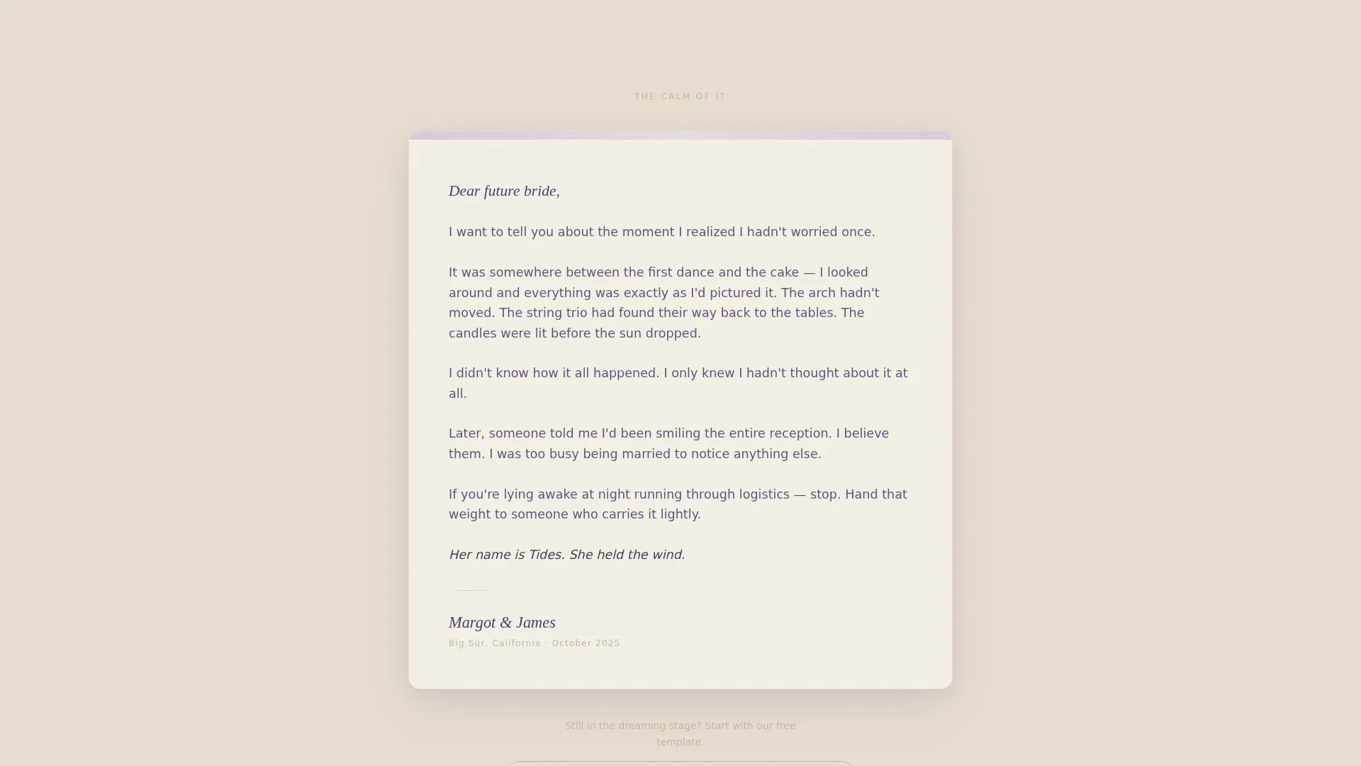 Beach Wedding Day-Of Coordinator Landing Page
