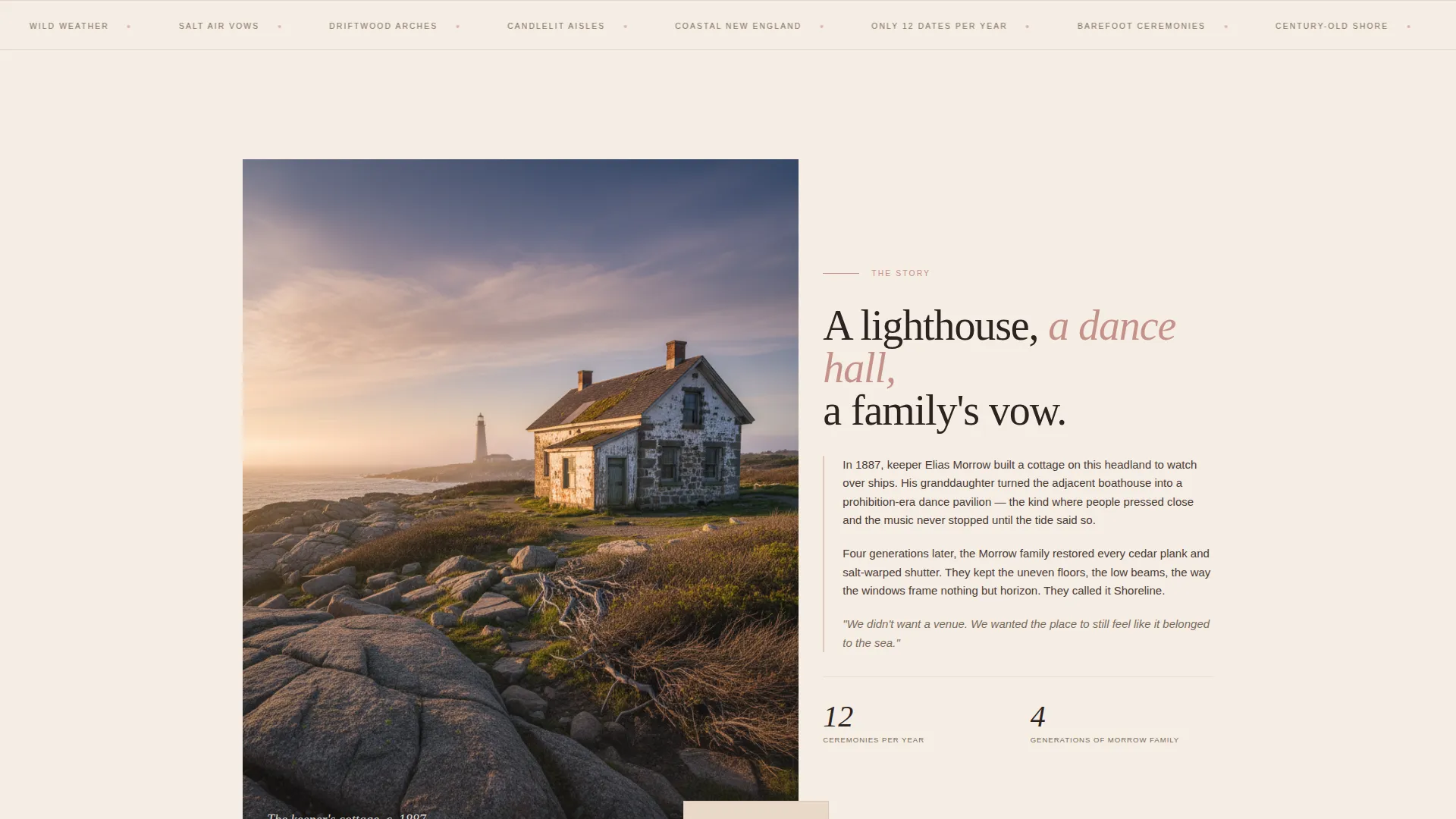 Beach Wedding Venue Landing Page Template