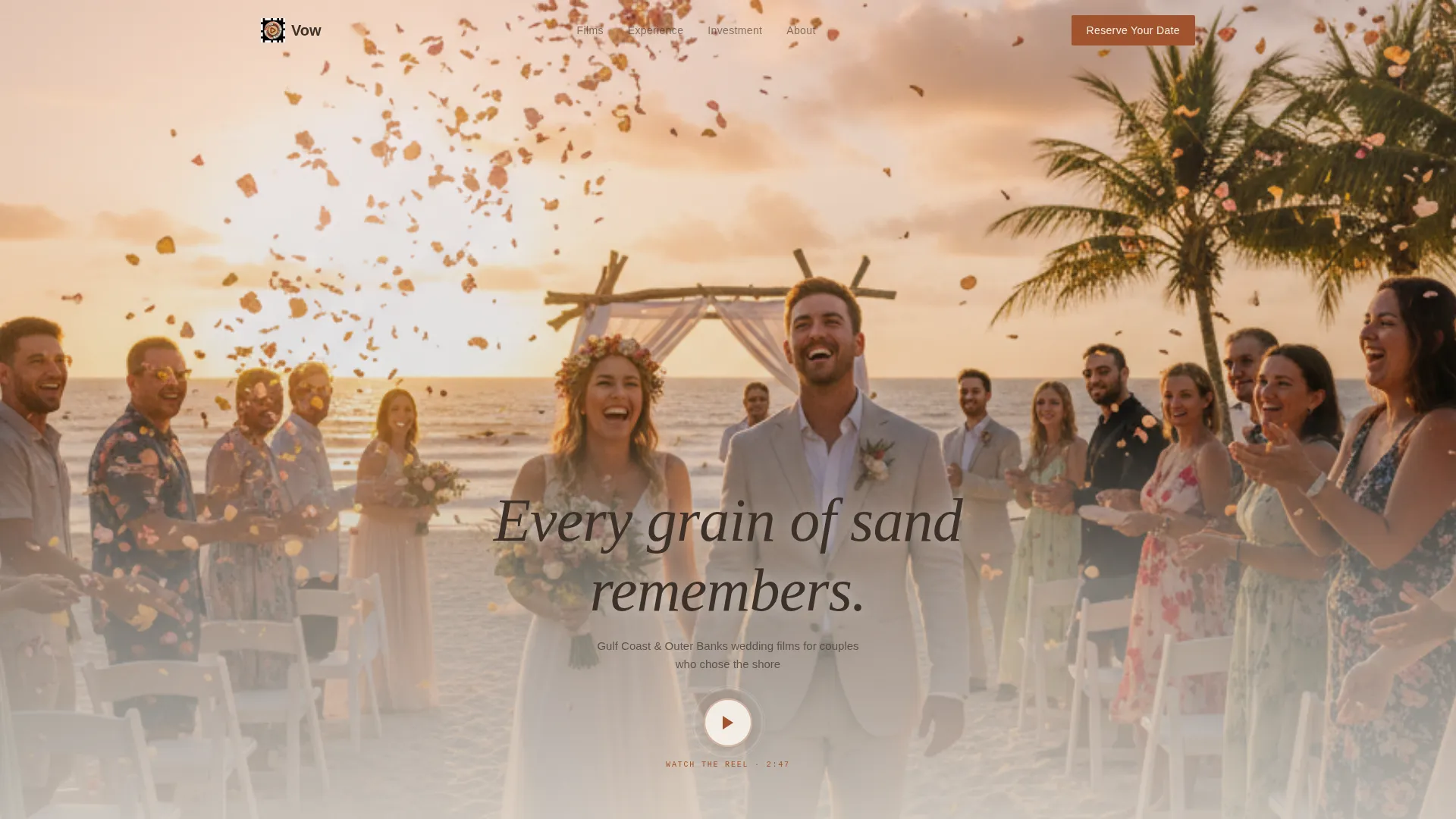 Beach Wedding Videographer Landing Page Template