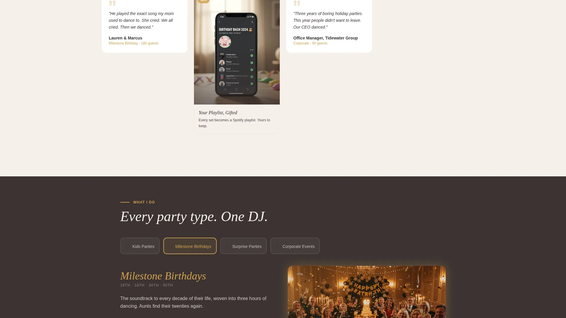 Birthday Event DJ Booking Landing Page Template