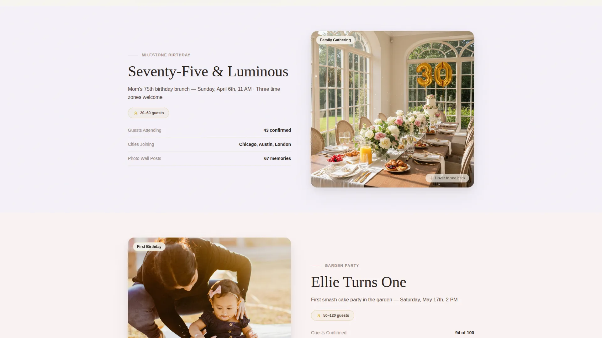 Birthday Invitation Landing Page Template