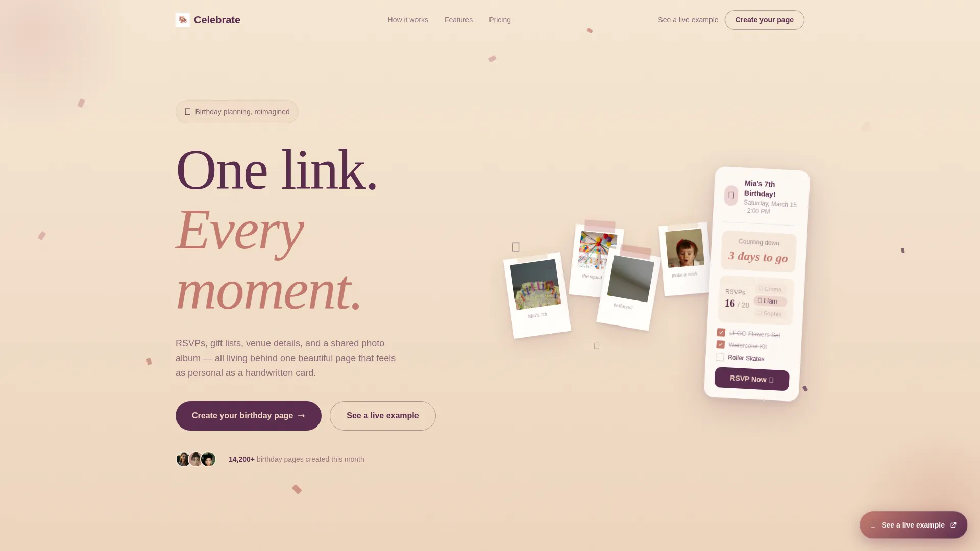 Heartfelt Birthday Event Landing Page Template