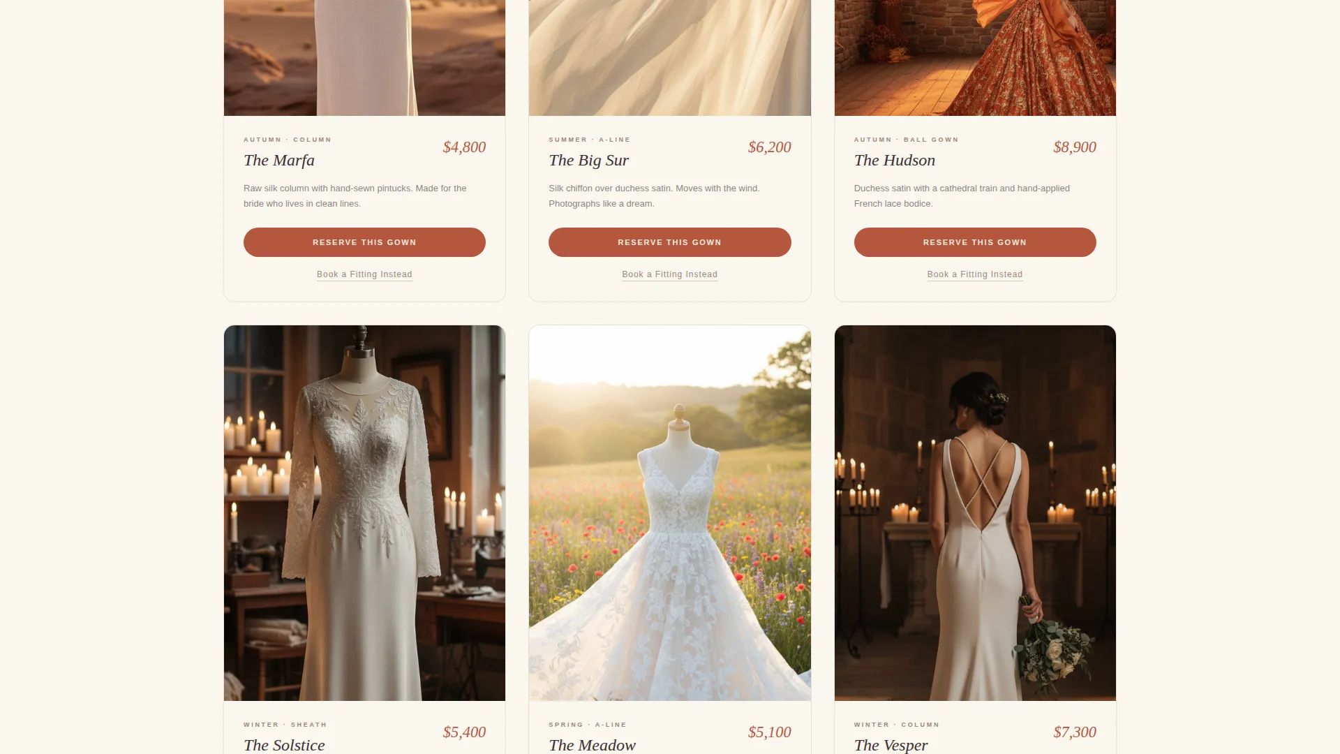 Timeless Bridal Boutique Landing Page Template