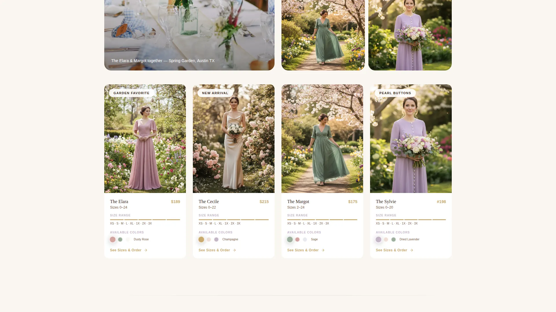 Elegant Bridesmaid Dress Gallery Landing Page Template