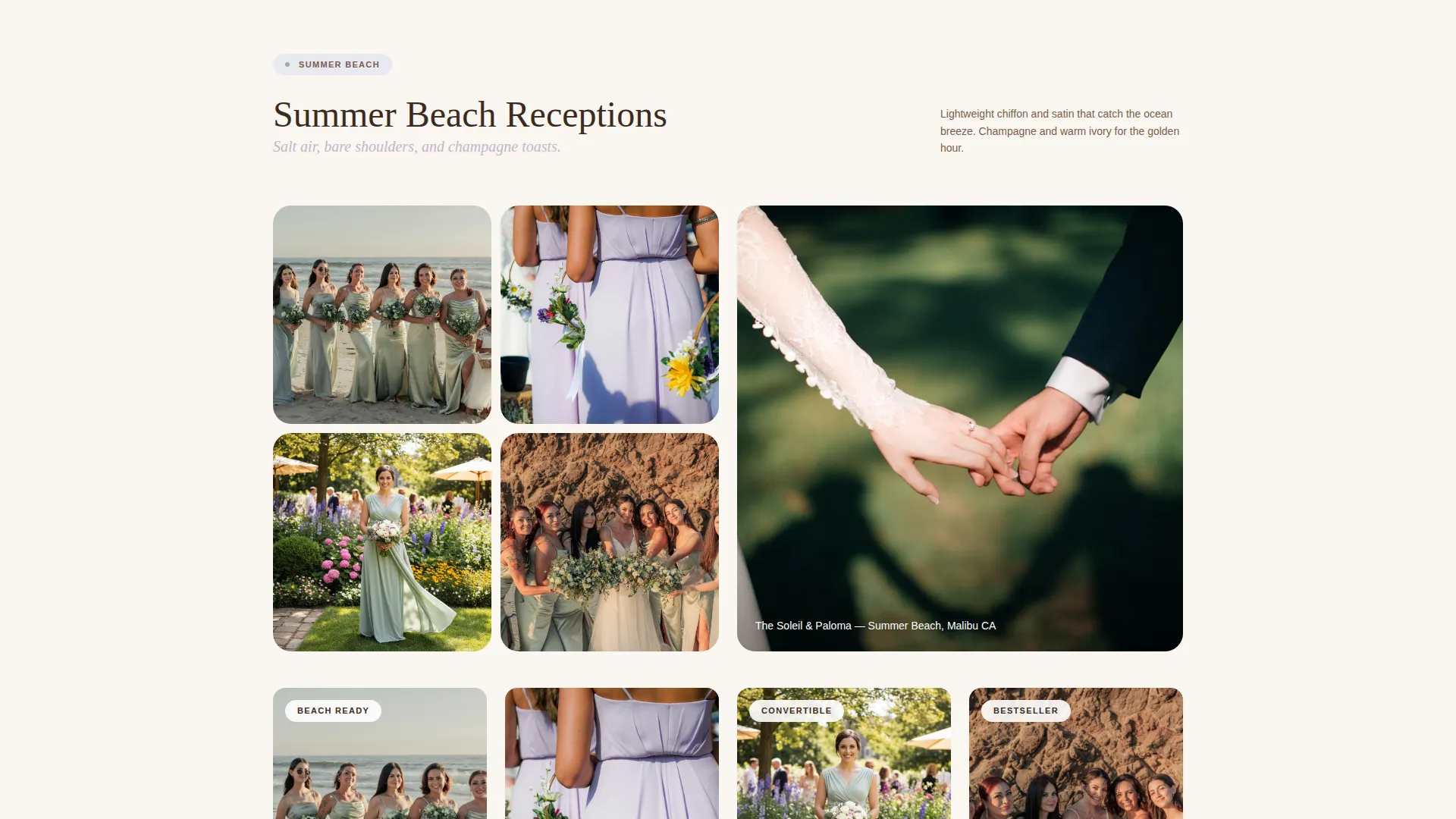 Elegant Bridesmaid Dress Gallery Landing Page Template