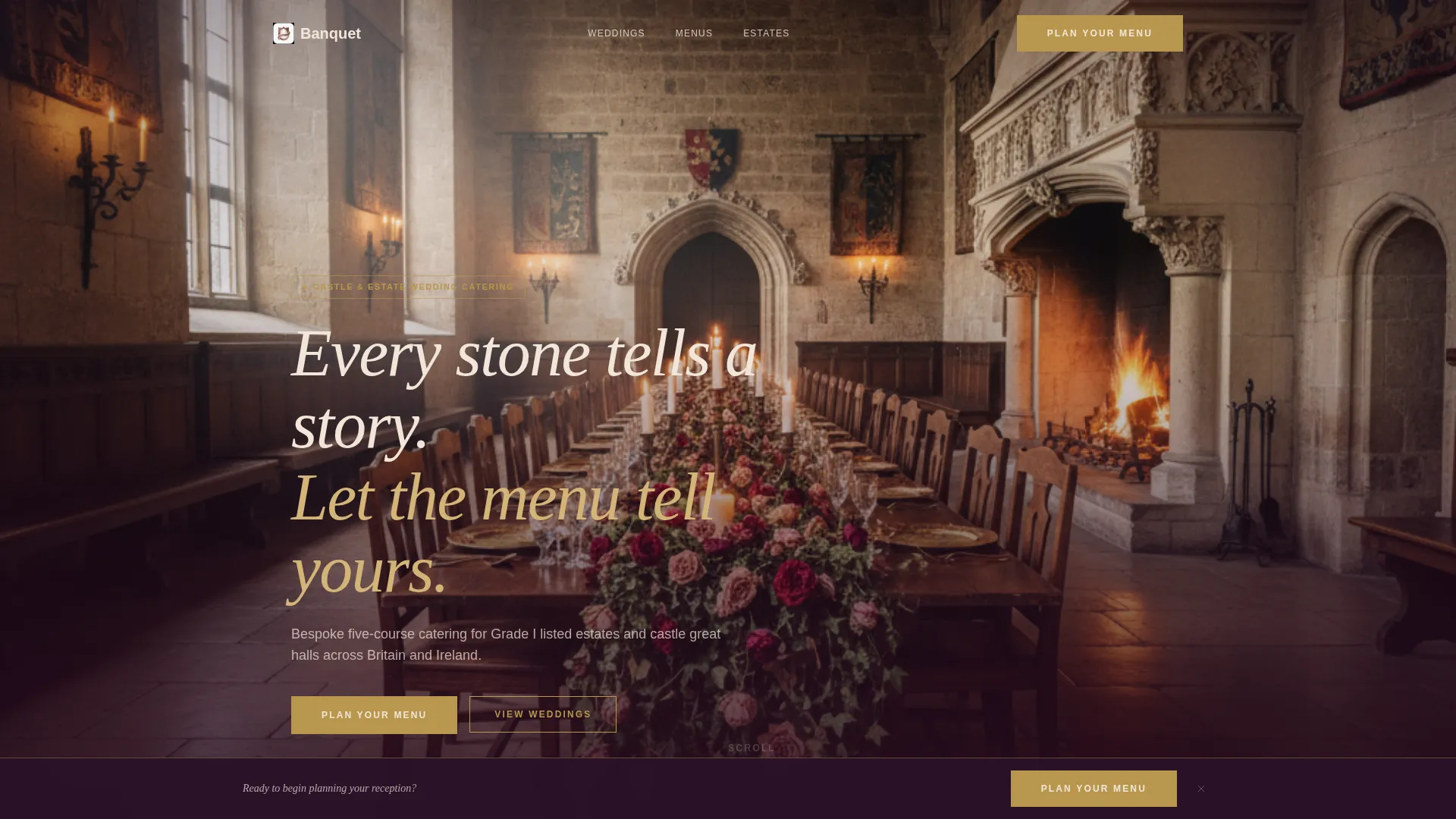 Elegant Estate Wedding Catering Landing Page