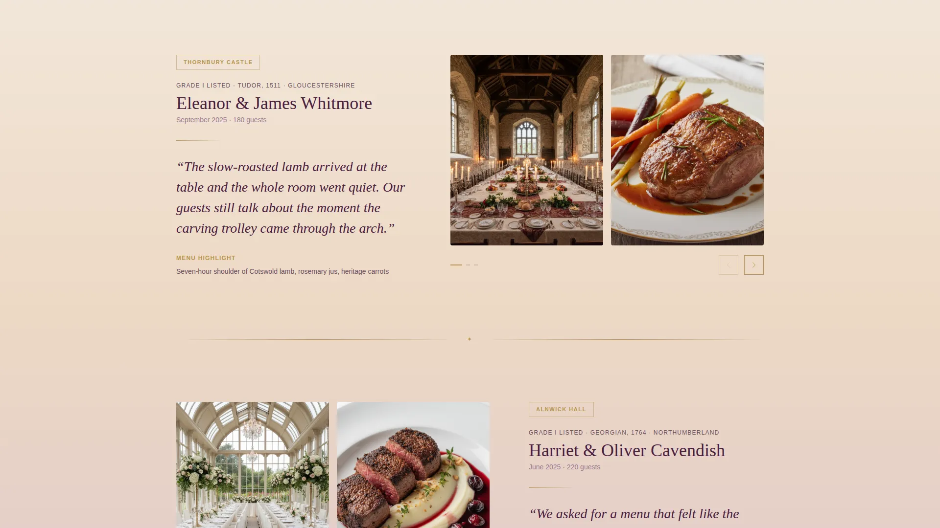 Elegant Estate Wedding Catering Landing Page