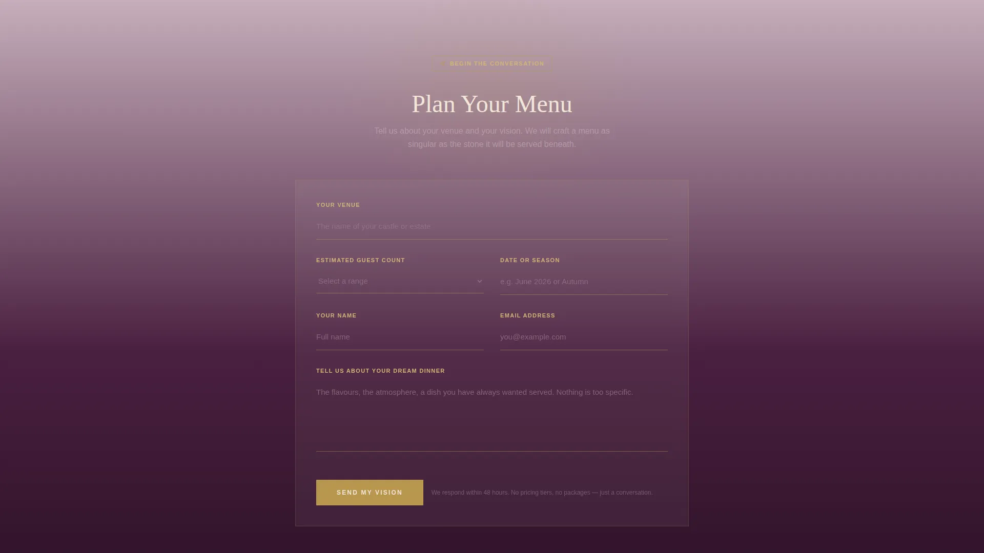 Elegant Estate Wedding Catering Landing Page