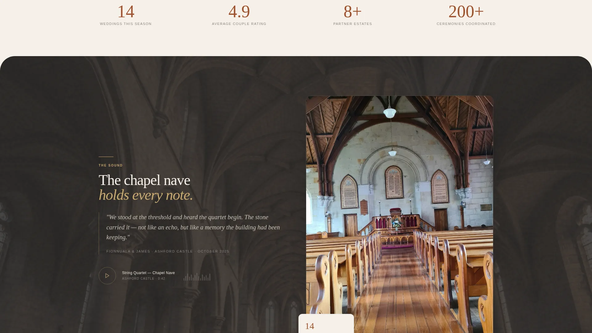 Castle & Estate Wedding Venue Coordinator Landing Page