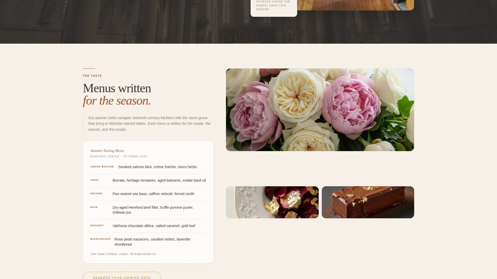 Castle & Estate Wedding Venue Coordinator Landing Page