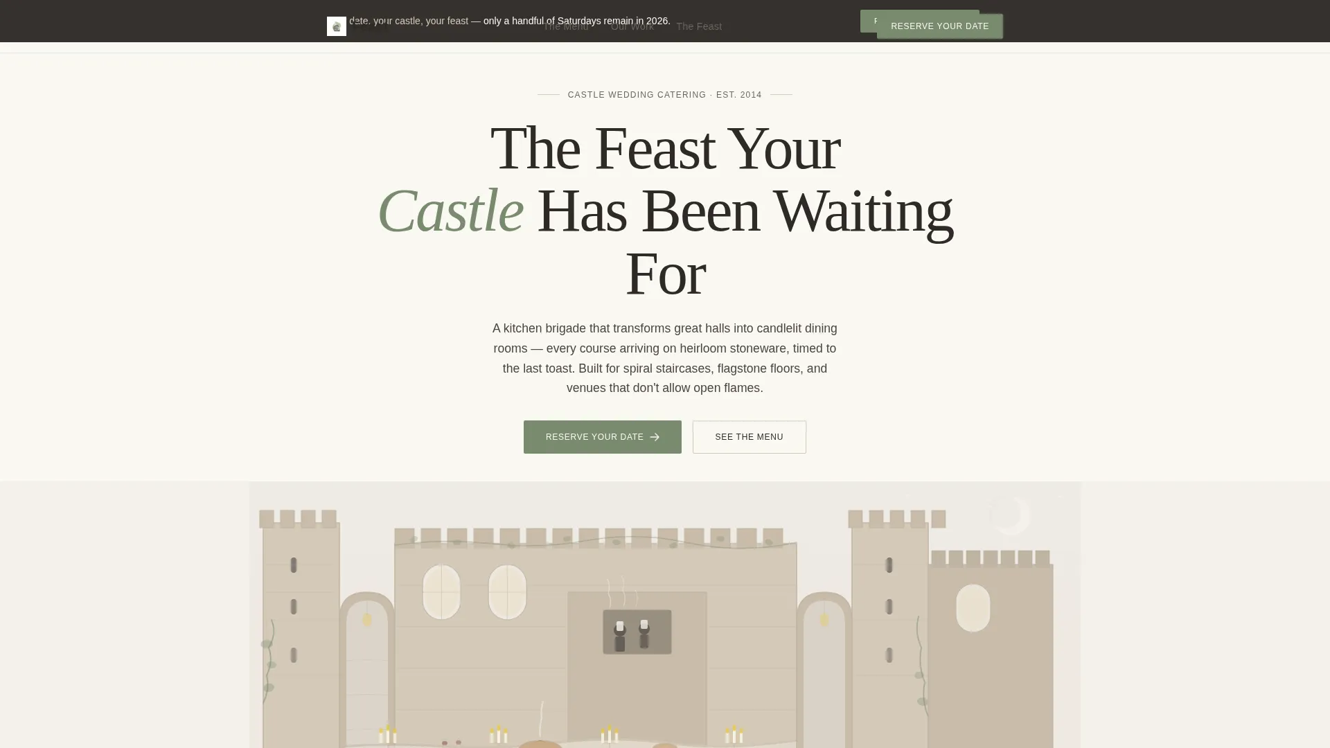 Castle Wedding Caterer Landing Page Template