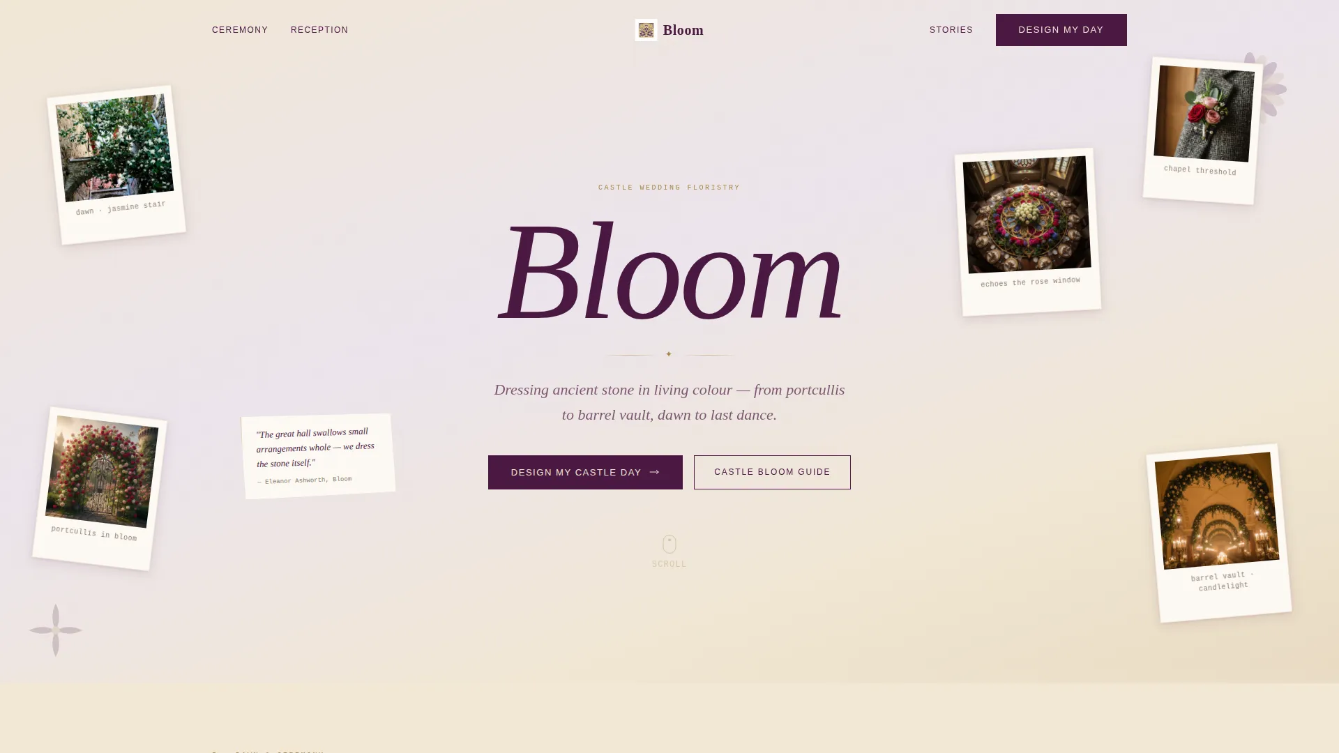 Castle Wedding Florist Landing Page Template