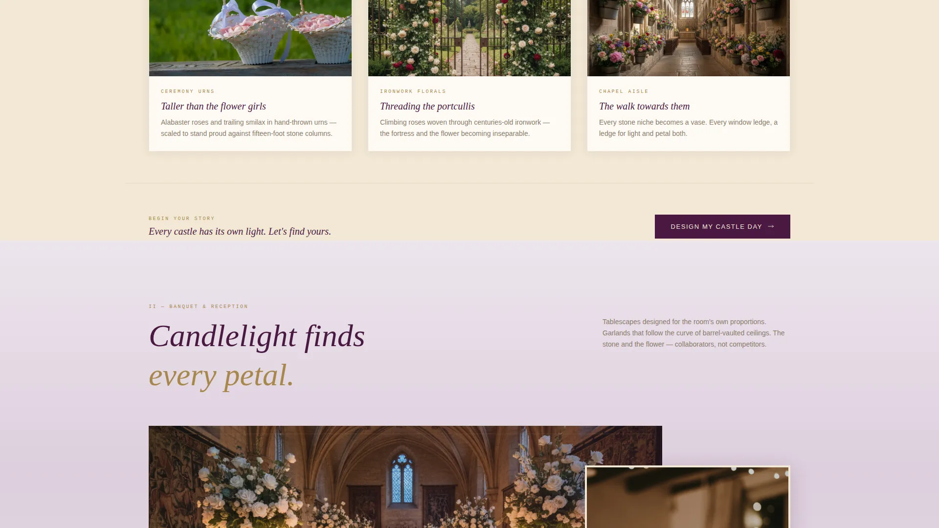 Castle Wedding Florist Landing Page Template