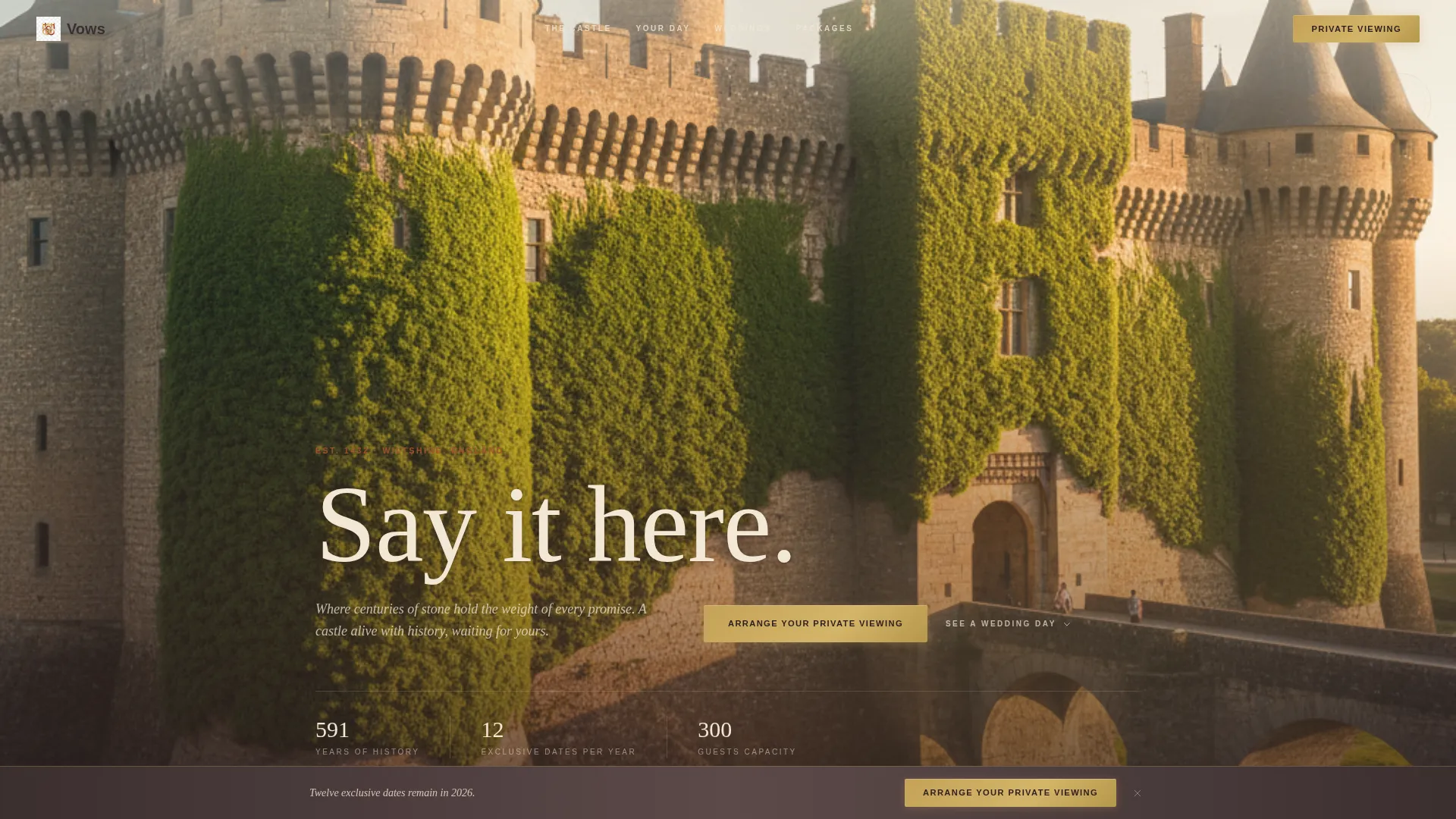 Castle Wedding Venue Landing Page Template