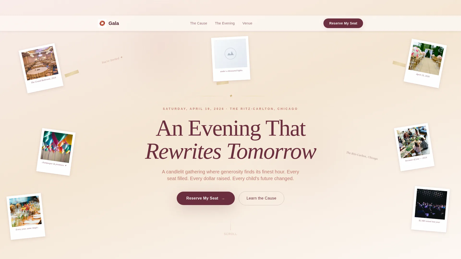 Elegant Charity Gala Event Invitation Landing Page