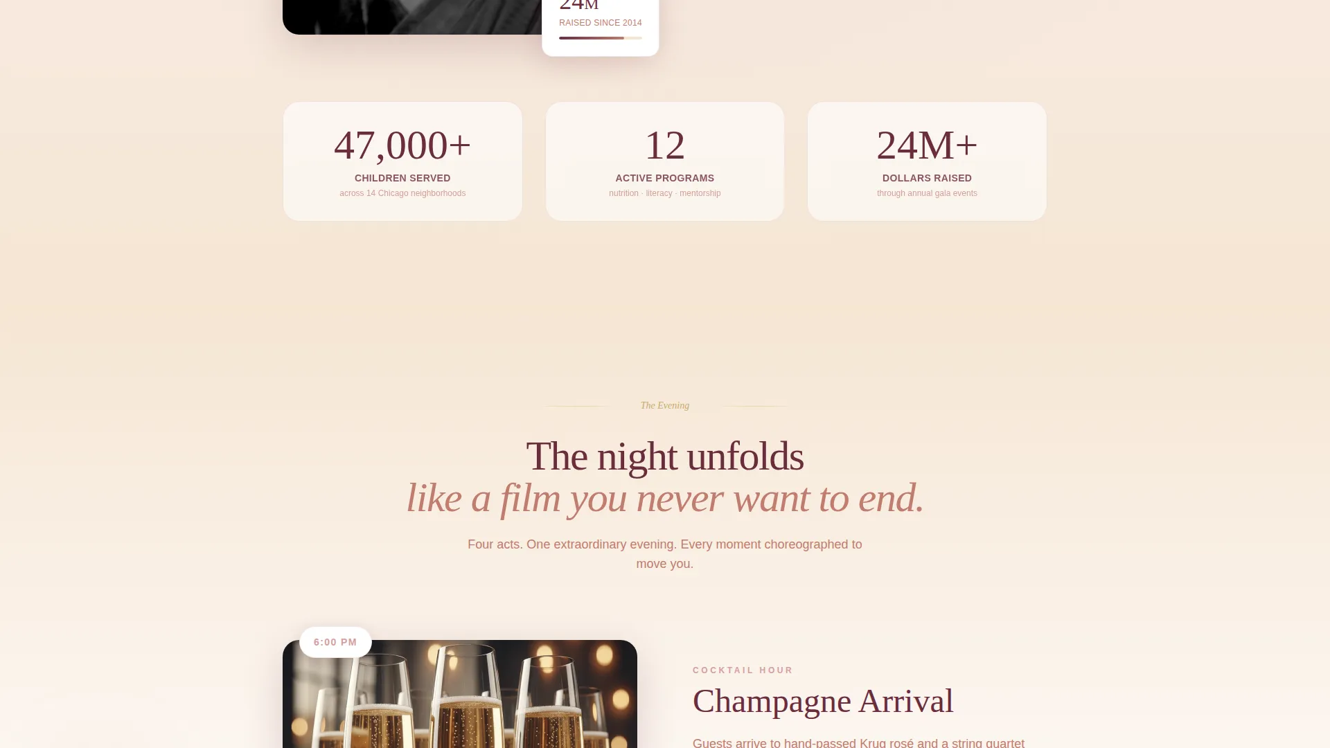 Elegant Charity Gala Event Invitation Landing Page