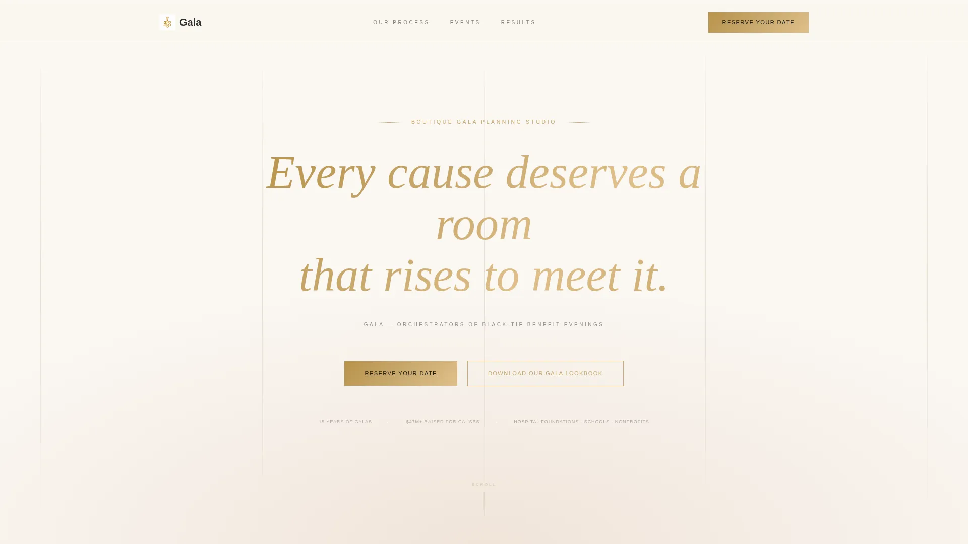 Elegant Charity Gala Planner Landing Page Template
