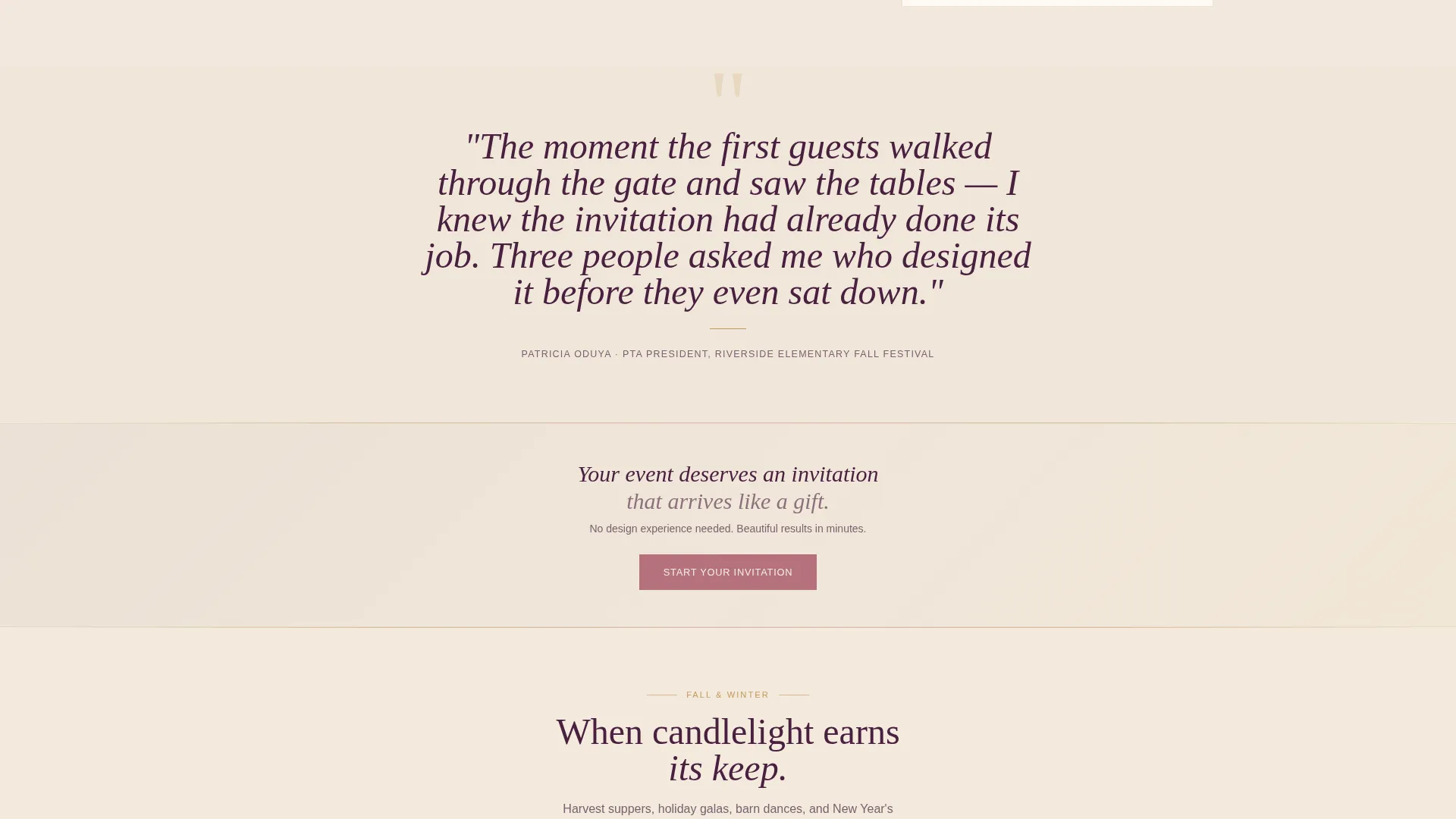 Artisan Community Event Invitation Landing Page