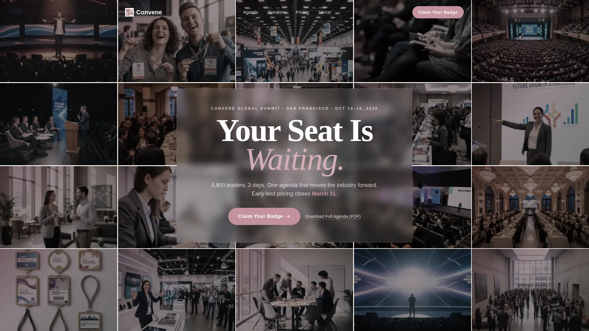 Conference Registration First-Impression to Signup Website Template