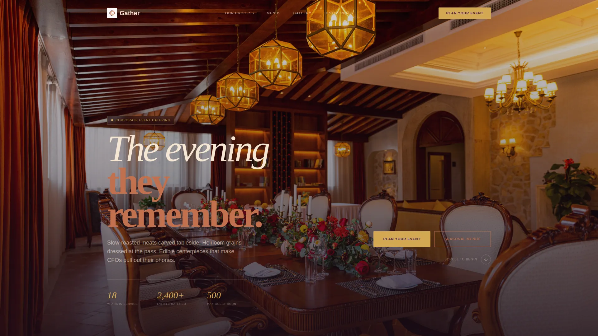 Corporate Event Catering Timeline & Booking Website Template