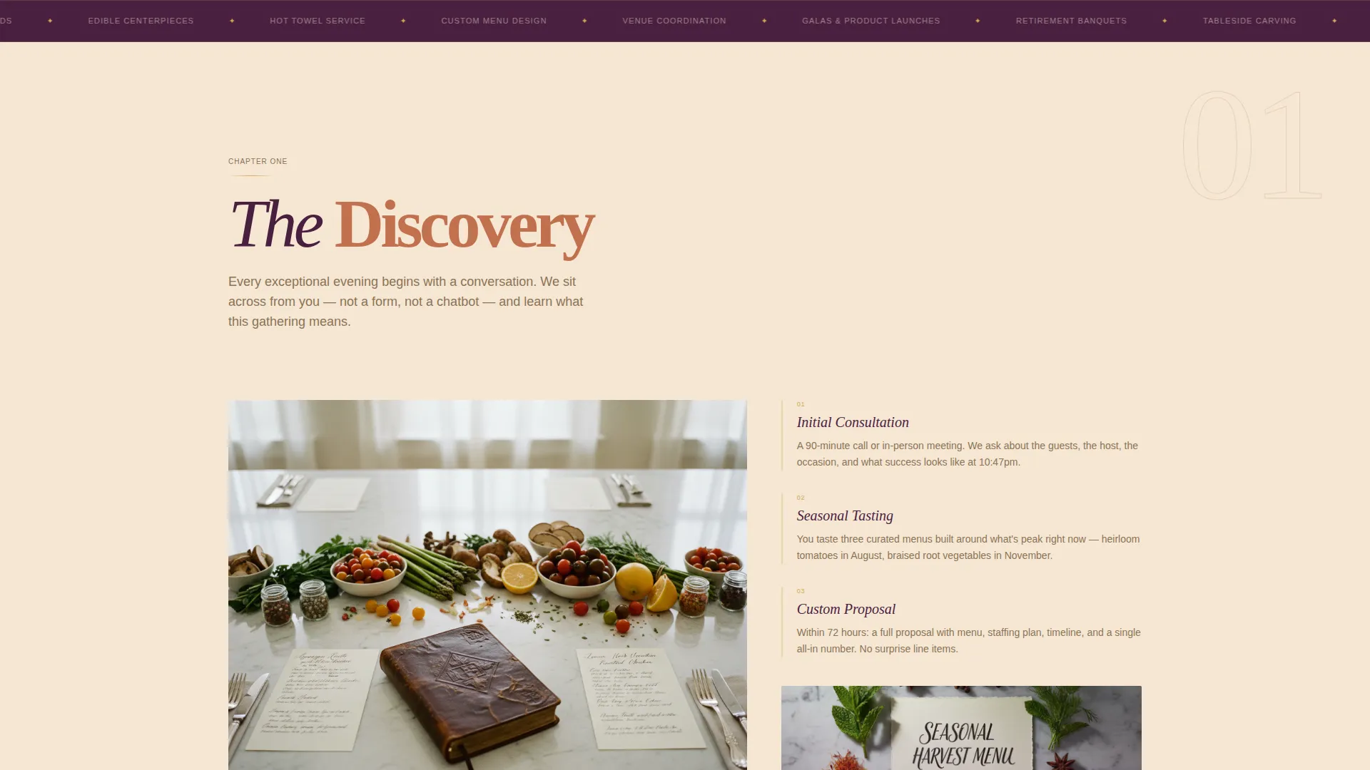 Corporate Event Catering Timeline & Booking Website Template